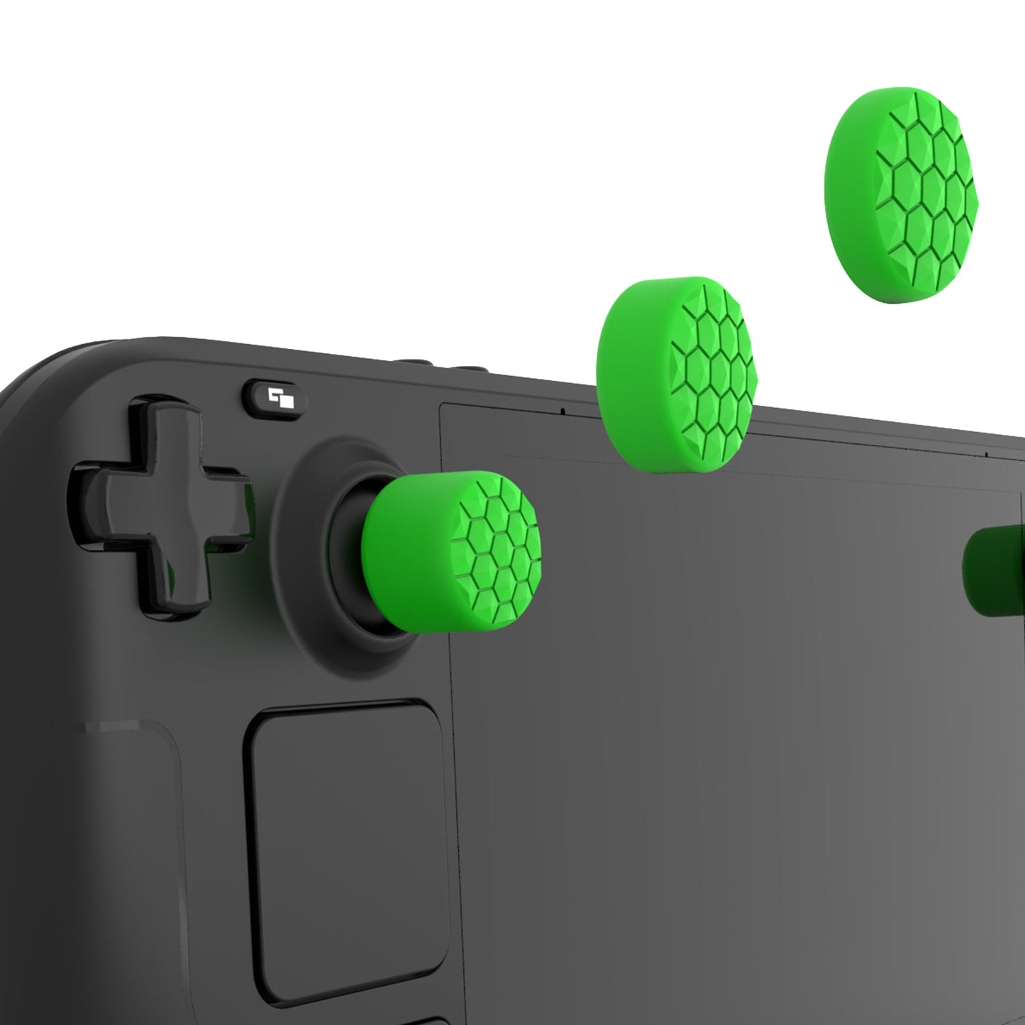 PlayVital Diamond Grain & Crack Bomb Design Ergonomic Stick Caps Thumb Grips for Steam Deck LCD & OLED, for PS Portal Remote Player - Green PlayVital