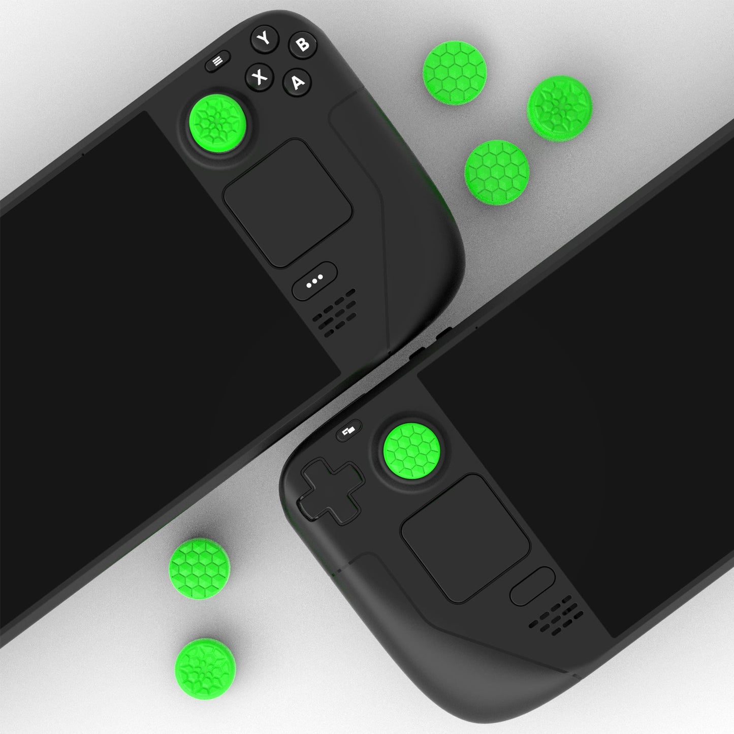 PlayVital Diamond Grain & Crack Bomb Design Ergonomic Stick Caps Thumb Grips for Steam Deck LCD & OLED, for PS Portal Remote Player - Green PlayVital