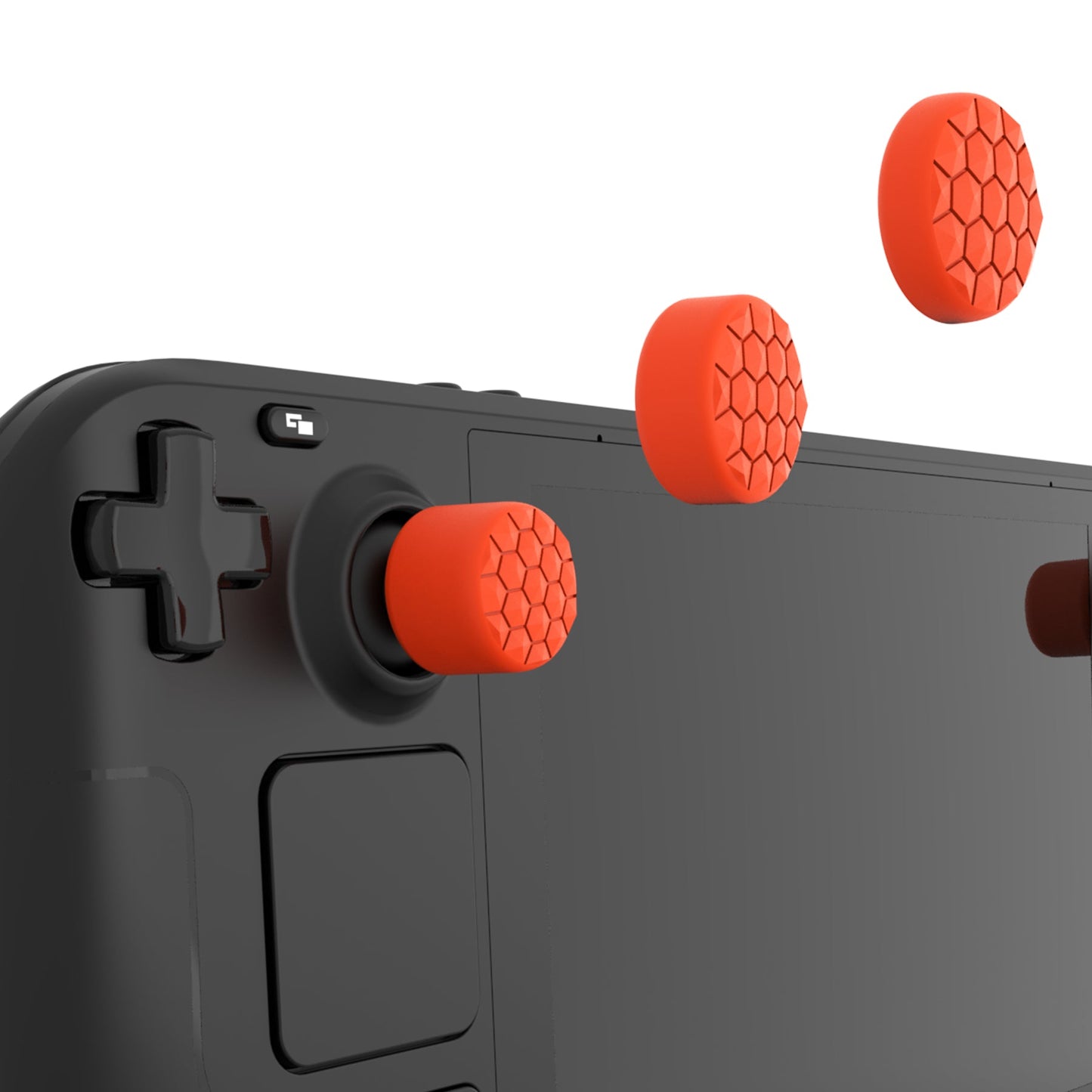 PlayVital Diamond Grain & Crack Bomb Design Ergonomic Stick Caps Thumb Grips for Steam Deck LCD & OLED, for PS Portal Remote Player - Orange PlayVital