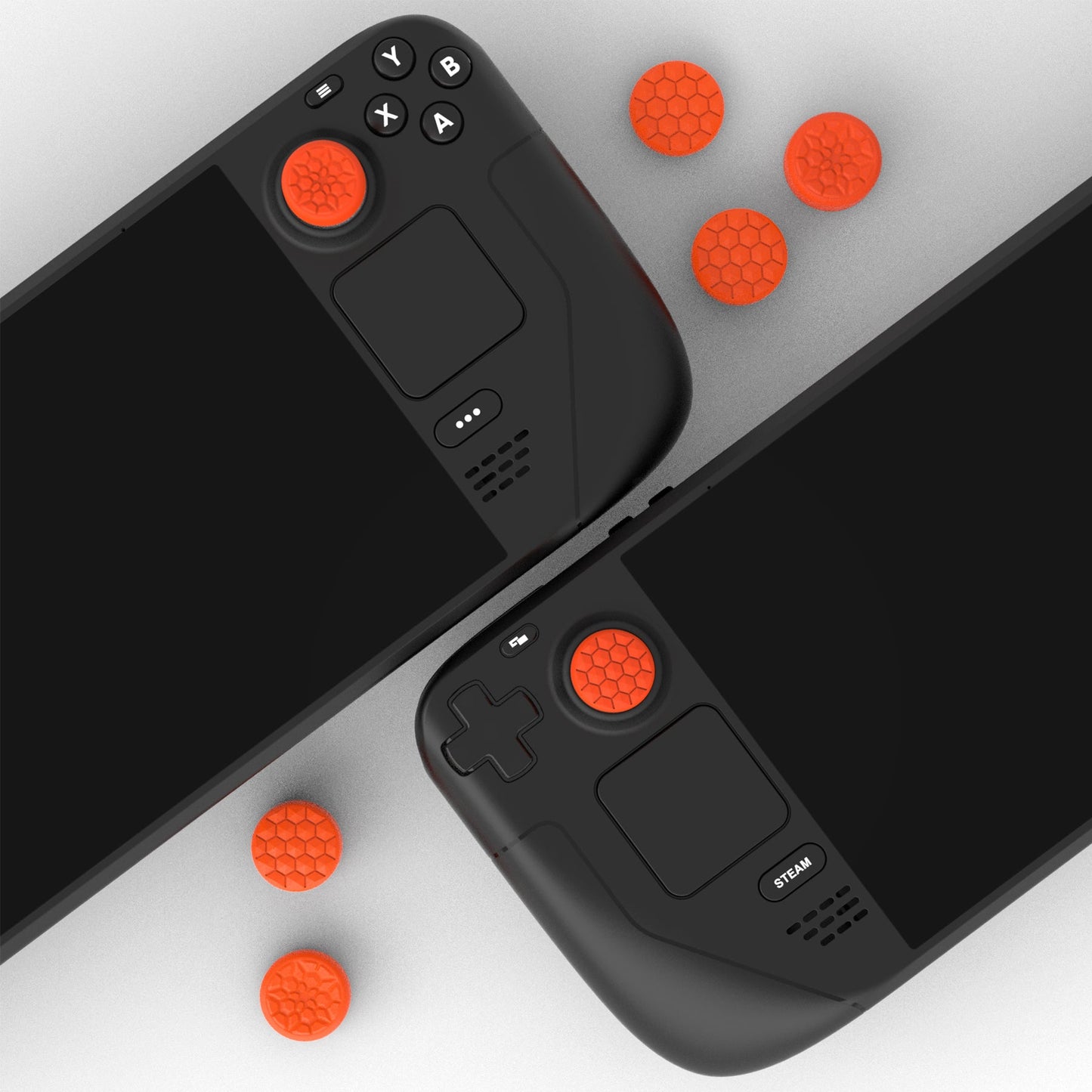 PlayVital Diamond Grain & Crack Bomb Design Ergonomic Stick Caps Thumb Grips for Steam Deck LCD & OLED, for PS Portal Remote Player - Orange PlayVital