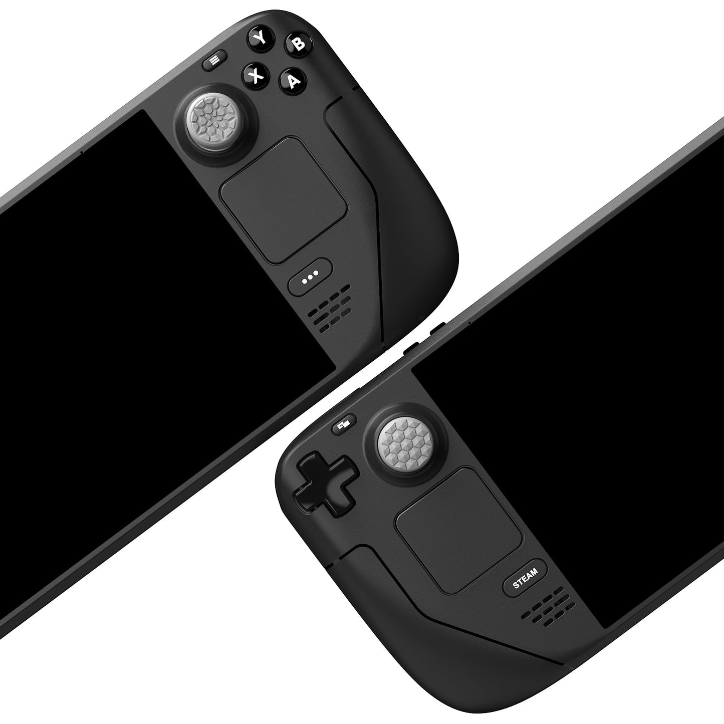 PlayVital Diamond Grain & Crack Bomb Design Thumb Grip Caps for Steam Deck LCD & OLED, for PS Portal Remote Player - Cool Gray PlayVital