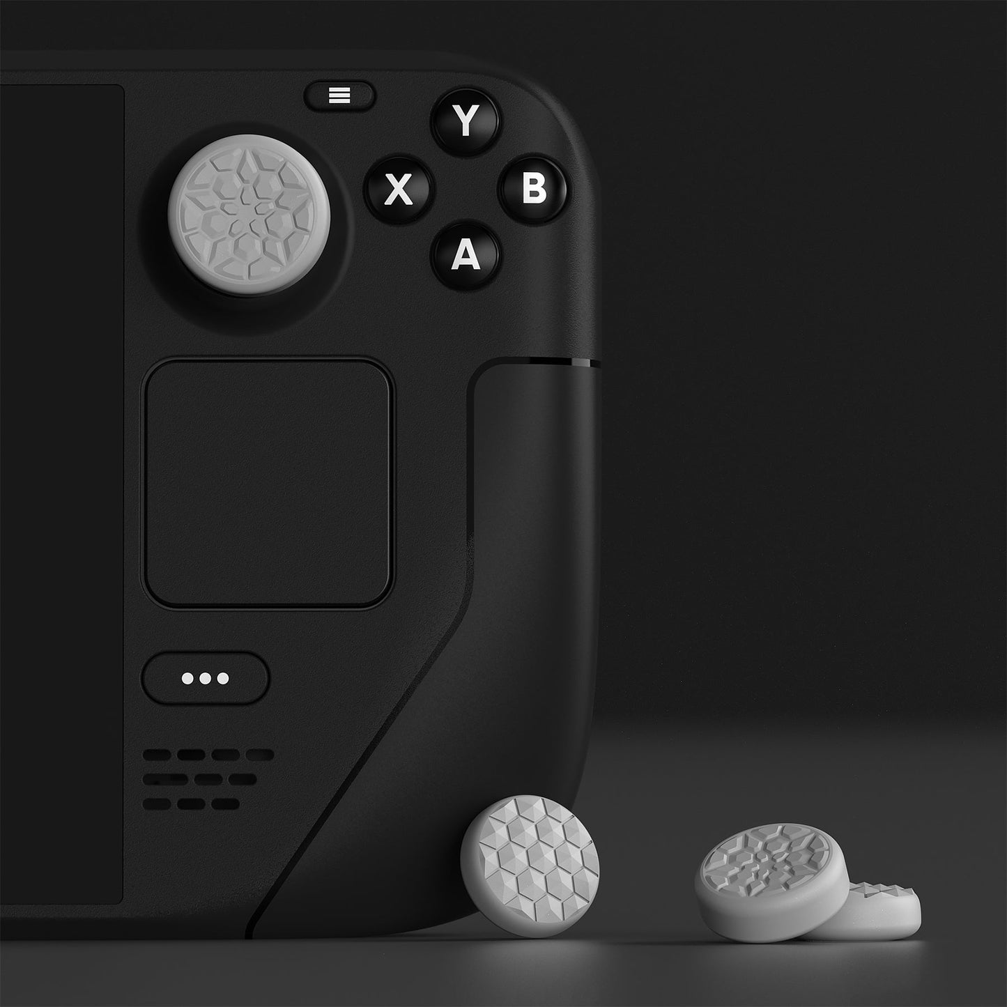 PlayVital Diamond Grain & Crack Bomb Design Thumb Grip Caps for Steam Deck LCD & OLED, for PS Portal Remote Player - Cool Gray PlayVital