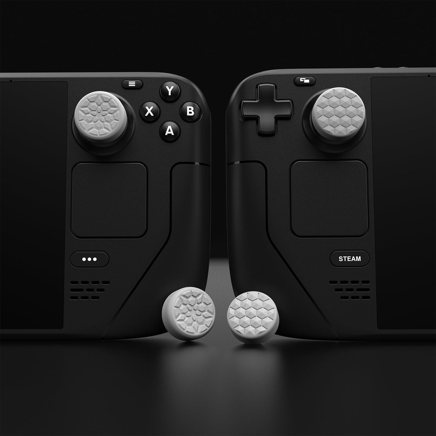 PlayVital Diamond Grain & Crack Bomb Design Thumb Grip Caps for Steam Deck LCD & OLED, for PS Portal Remote Player - Cool Gray PlayVital