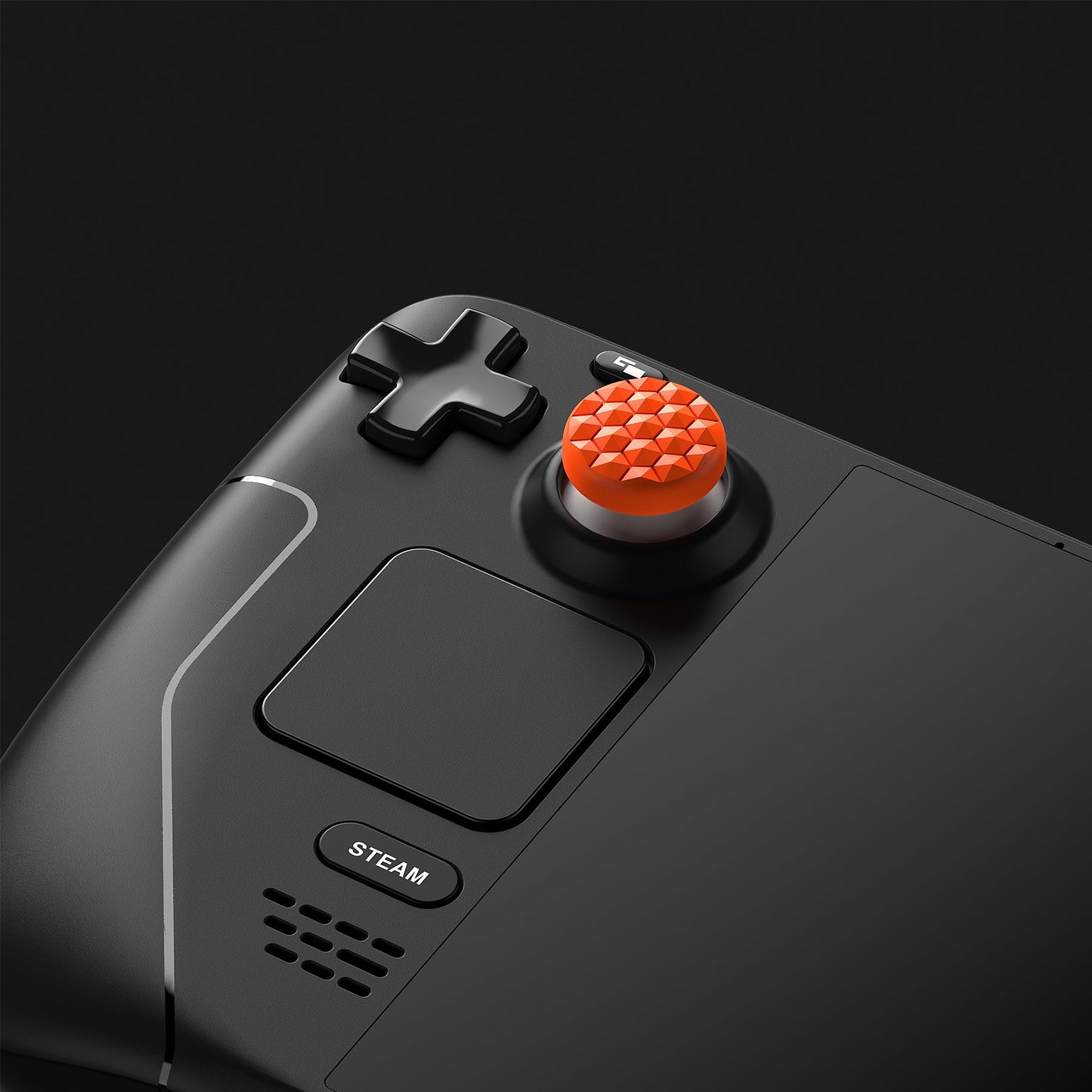 PlayVital Diamond Grain & Crack Bomb Design Thumb Grip Caps for Steam Deck LCD & OLED, for PS Portal Remote Player - Orange PlayVital