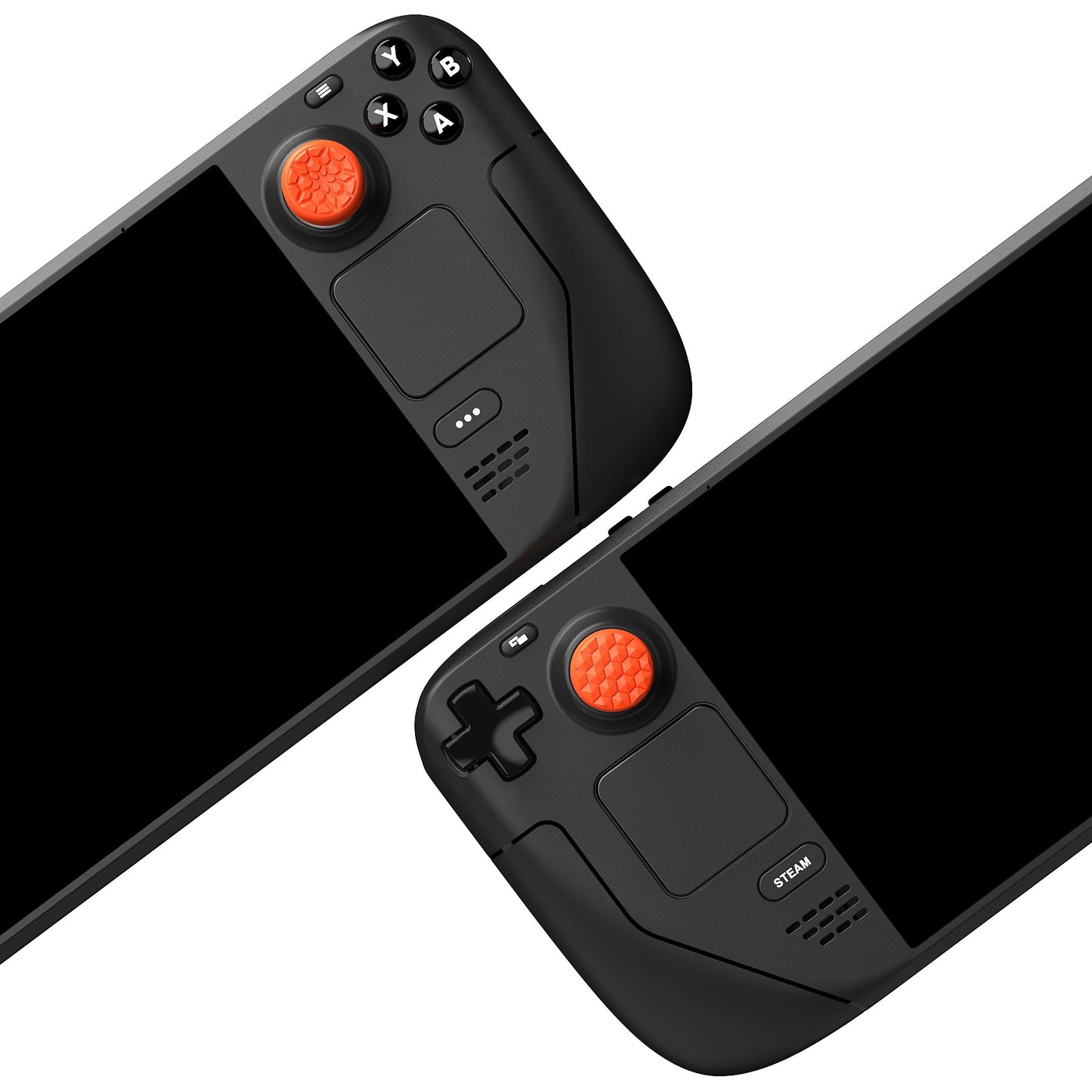 PlayVital Diamond Grain & Crack Bomb Design Thumb Grip Caps for Steam Deck LCD & OLED, for PS Portal Remote Player - Orange PlayVital