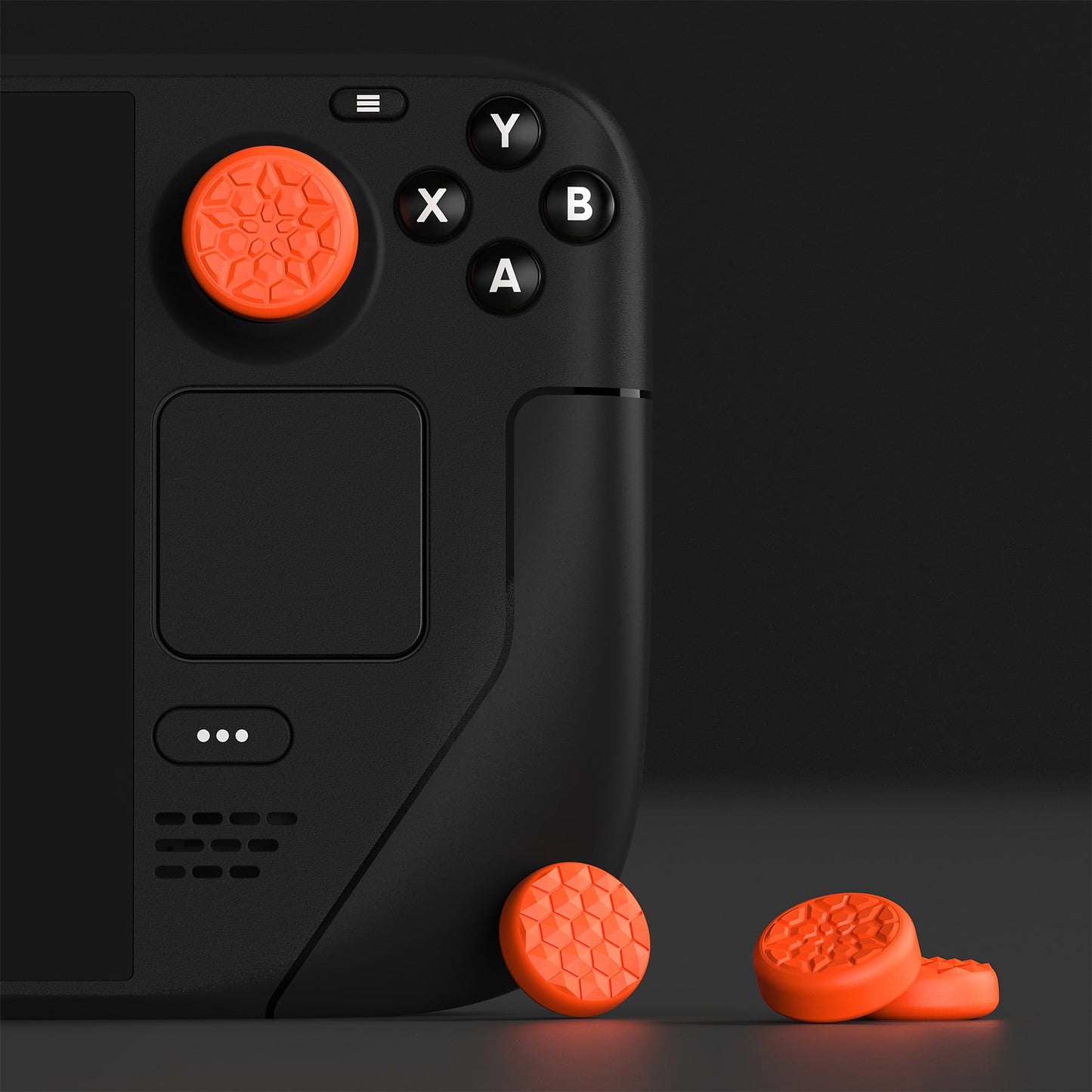 PlayVital Diamond Grain & Crack Bomb Design Thumb Grip Caps for Steam Deck LCD & OLED, for PS Portal Remote Player - Orange PlayVital