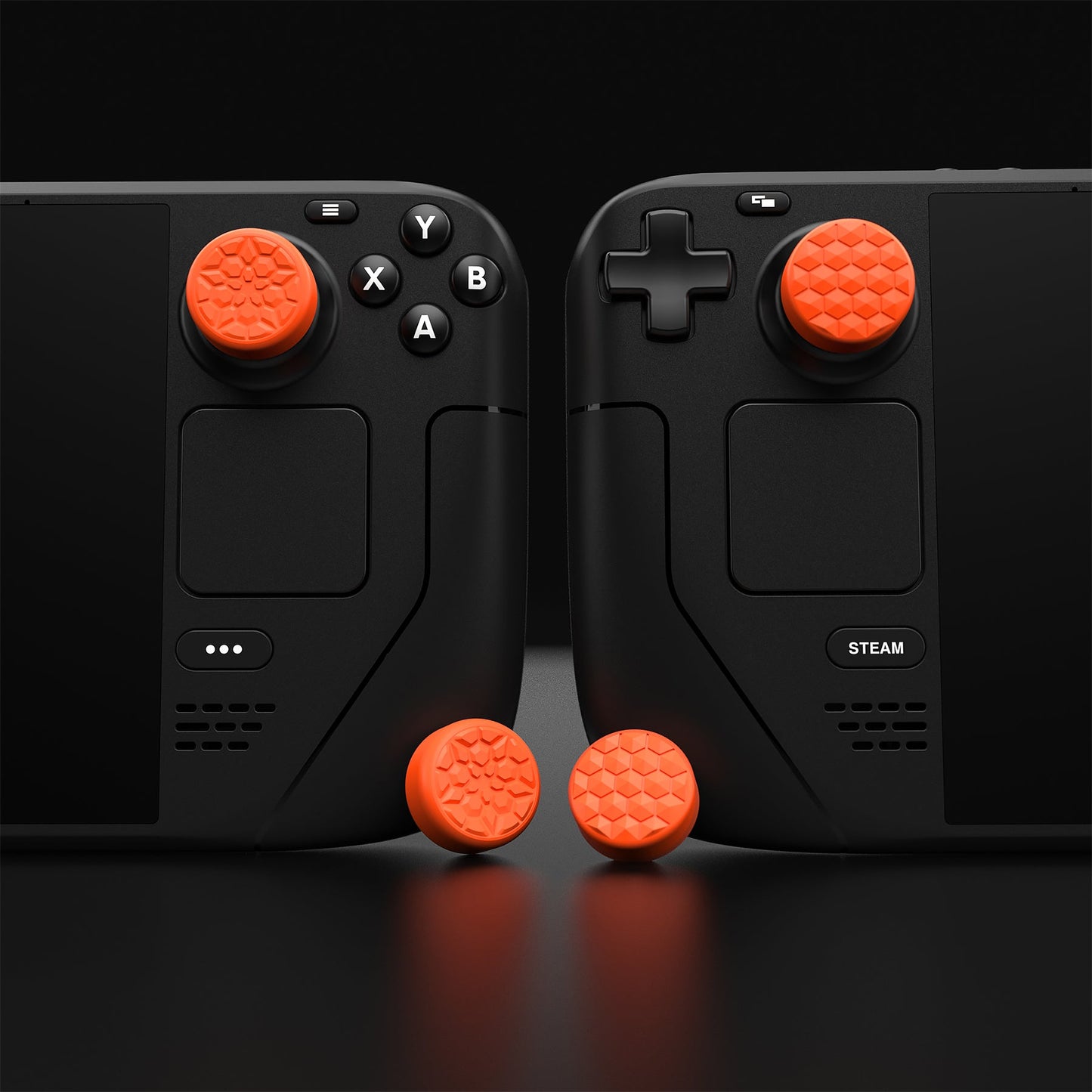 PlayVital Diamond Grain & Crack Bomb Design Thumb Grip Caps for Steam Deck LCD & OLED, for PS Portal Remote Player - Orange PlayVital