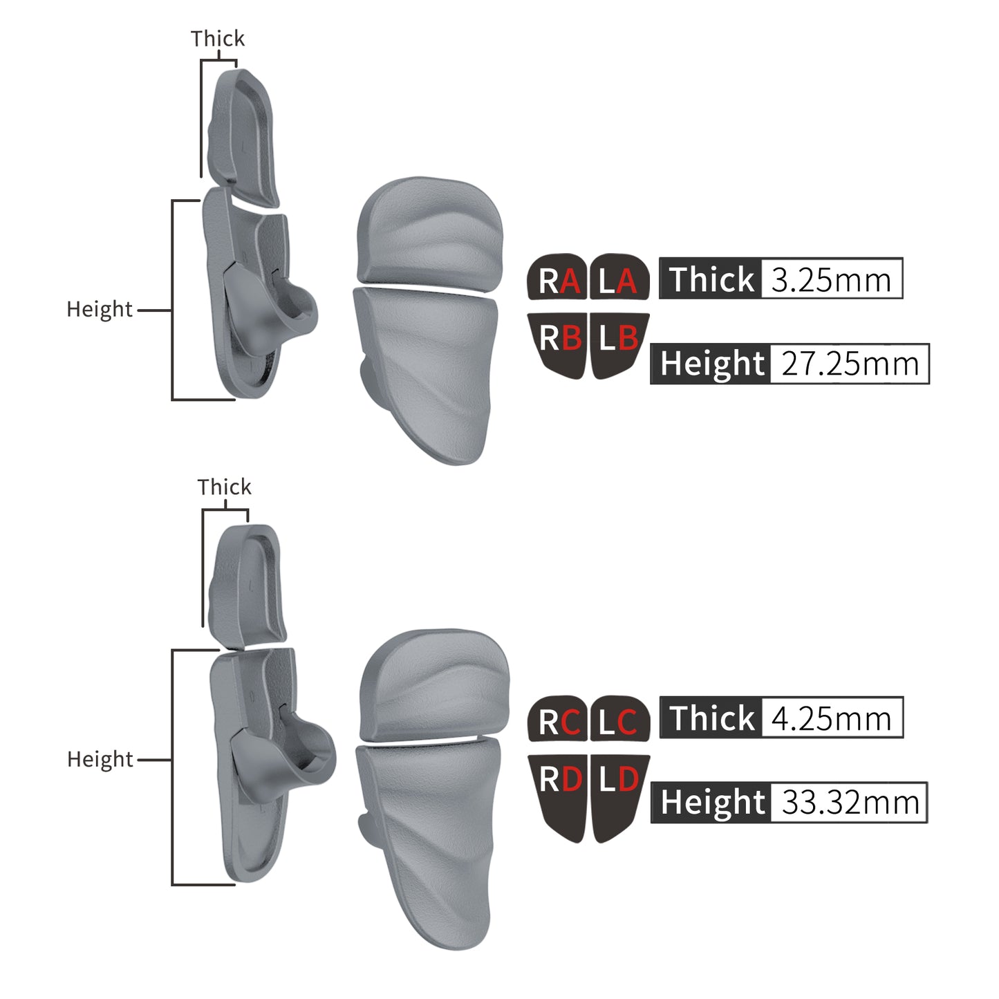 PlayVital Dune 2 Pairs Trigger Stop Shoulder Buttons Extension Kit for PS5 & PS5 Edge Controller & PS Portal Remote Player - New Hope Gray PlayVital