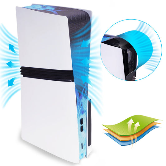 PlayVital Dust Filter & Silicone Plug Set for PS5 Pro Console, Anti-Dust Protection Accessories for PS5 Pro Console with Silicone Port Covers - Blue Flame PlayVital