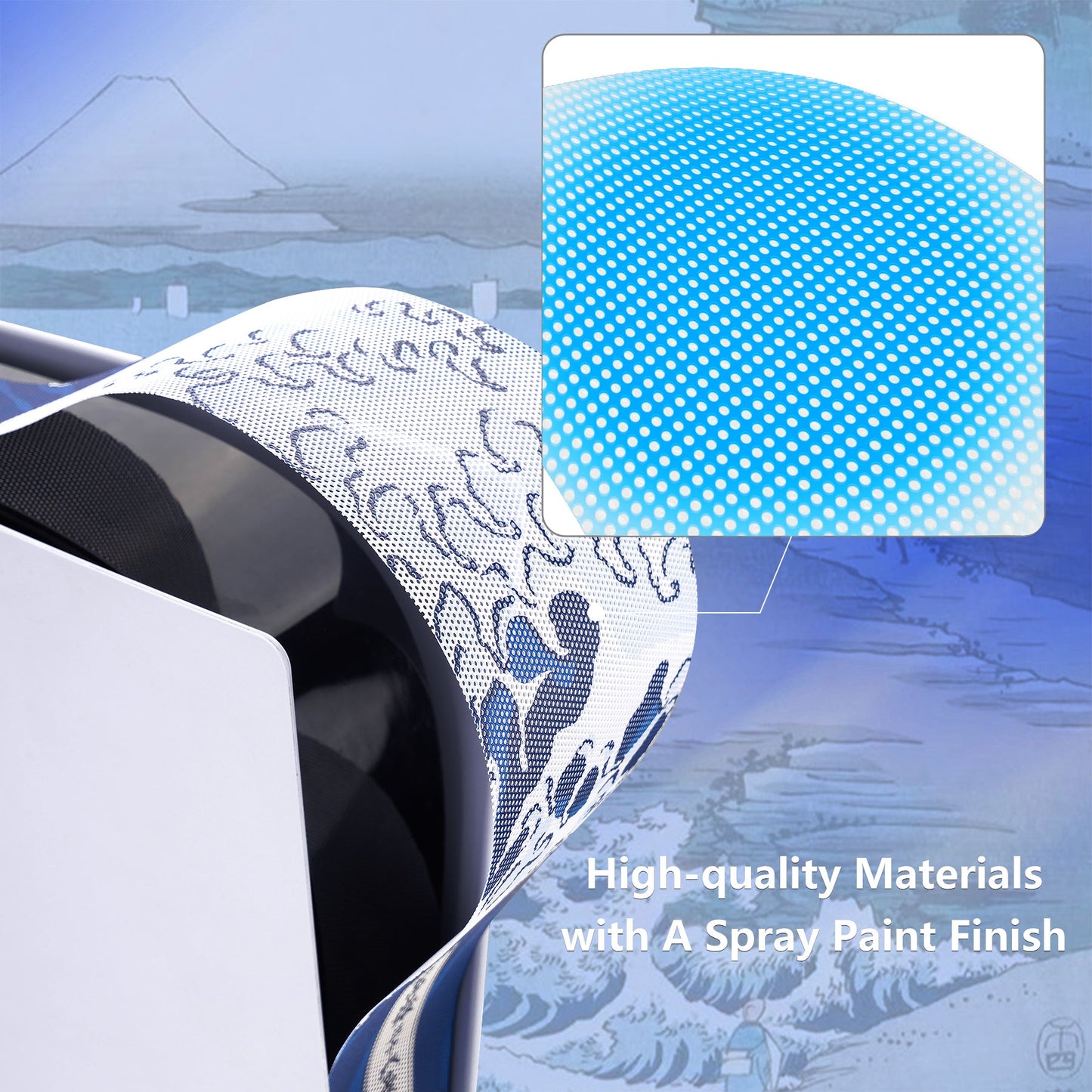 PlayVital Dust Filter and Port Plug Set for PS5 Disc & Digital Console, Breathable Anti-Dust Cover Net with 12 Silicone Plugs, Easy-Install Dust Proof Kit for PS5 Accessories - The Great Wave Off Kanagawa PlayVital