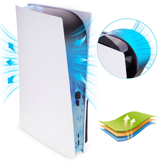 PlayVital Dust Filter and Port Plug Set for PS5 Disc & Digital Console, Breathable Anti-Dust Cover Net with 12 Silicone Plugs, Easy-Install Dust Proof Kit for PS5 Accessories - Blue Flame PlayVital