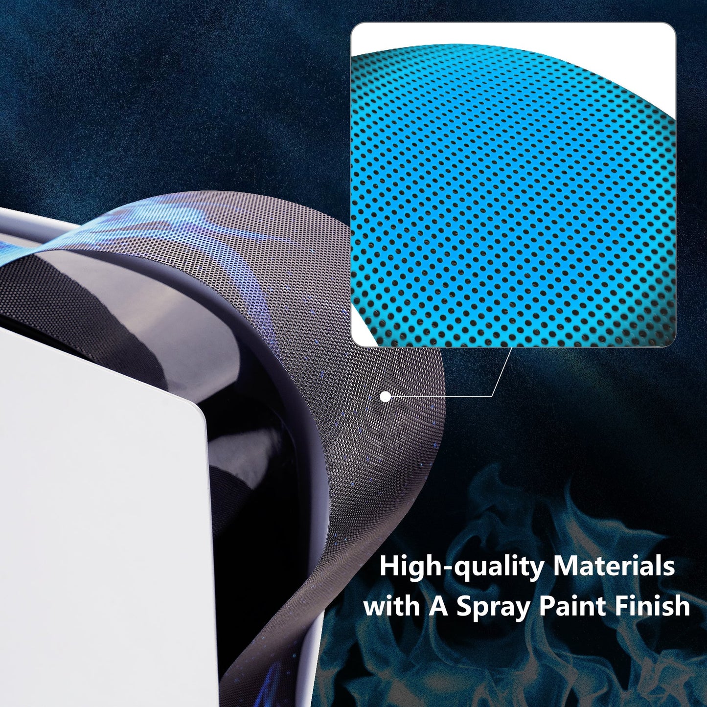 PlayVital Dust Filter and Port Plug Set for PS5 Disc & Digital Console, Breathable Anti-Dust Cover Net with 12 Silicone Plugs, Easy-Install Dust Proof Kit for PS5 Accessories - Blue Flame PlayVital