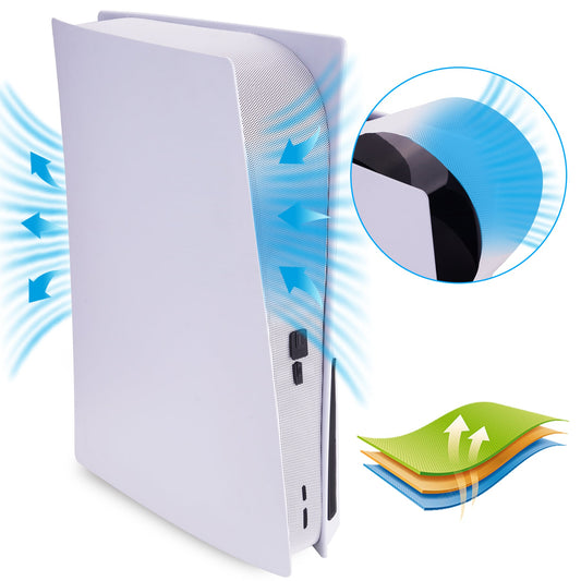 PlayVital Dust Filter and Port Plug Set for PS5 Disc & Digital Console, Breathable Anti-Dust Cover Net with 12 Silicone Plugs, Easy-Install Dust Proof Kit for PS5 Accessories - White PlayVital