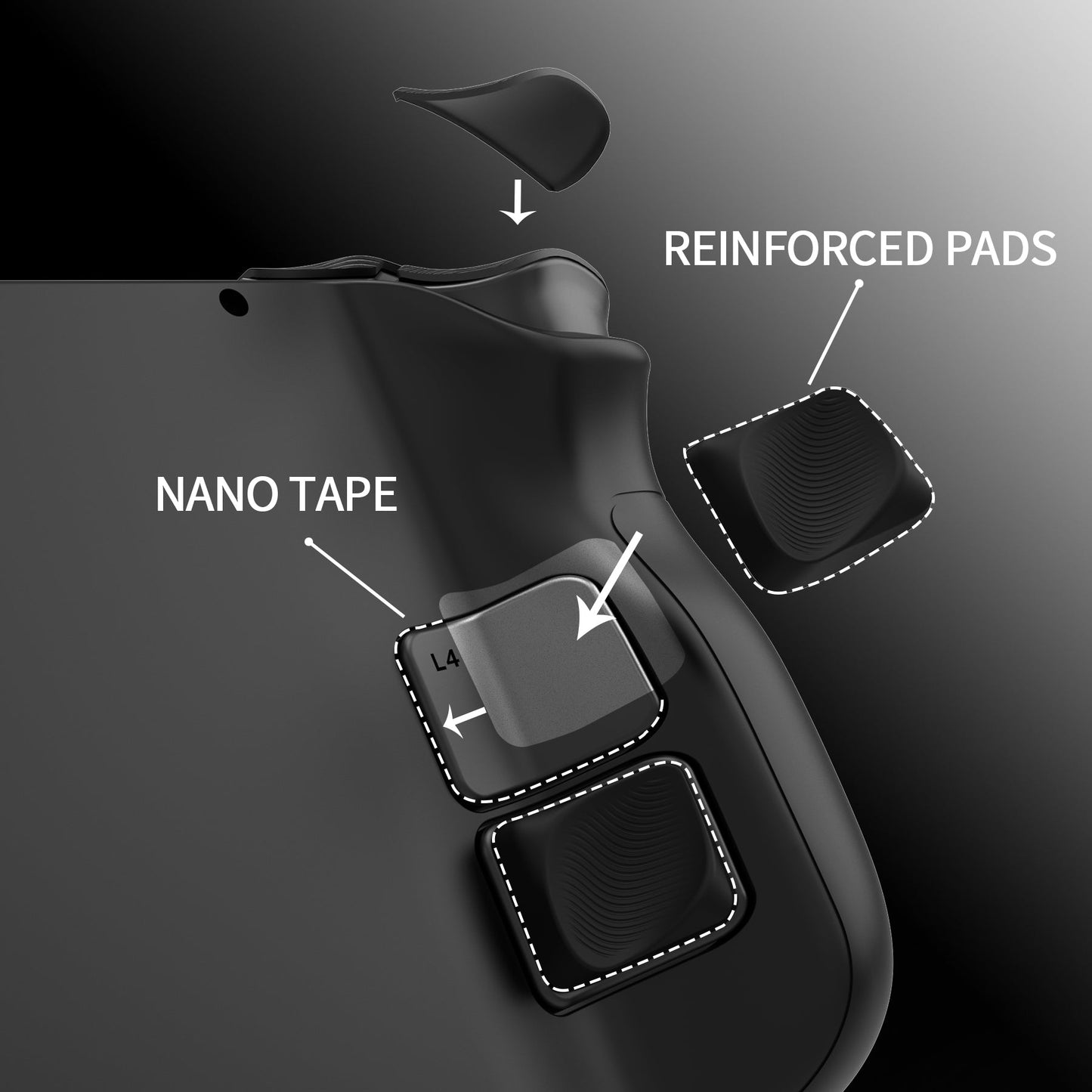 PlayVital Ergonomic Grip Back Button Enhancement Kit for Steam Deck LCD, Anti-Slip Silicone Trigger Grips for Steam Deck OLED – Black PlayVital