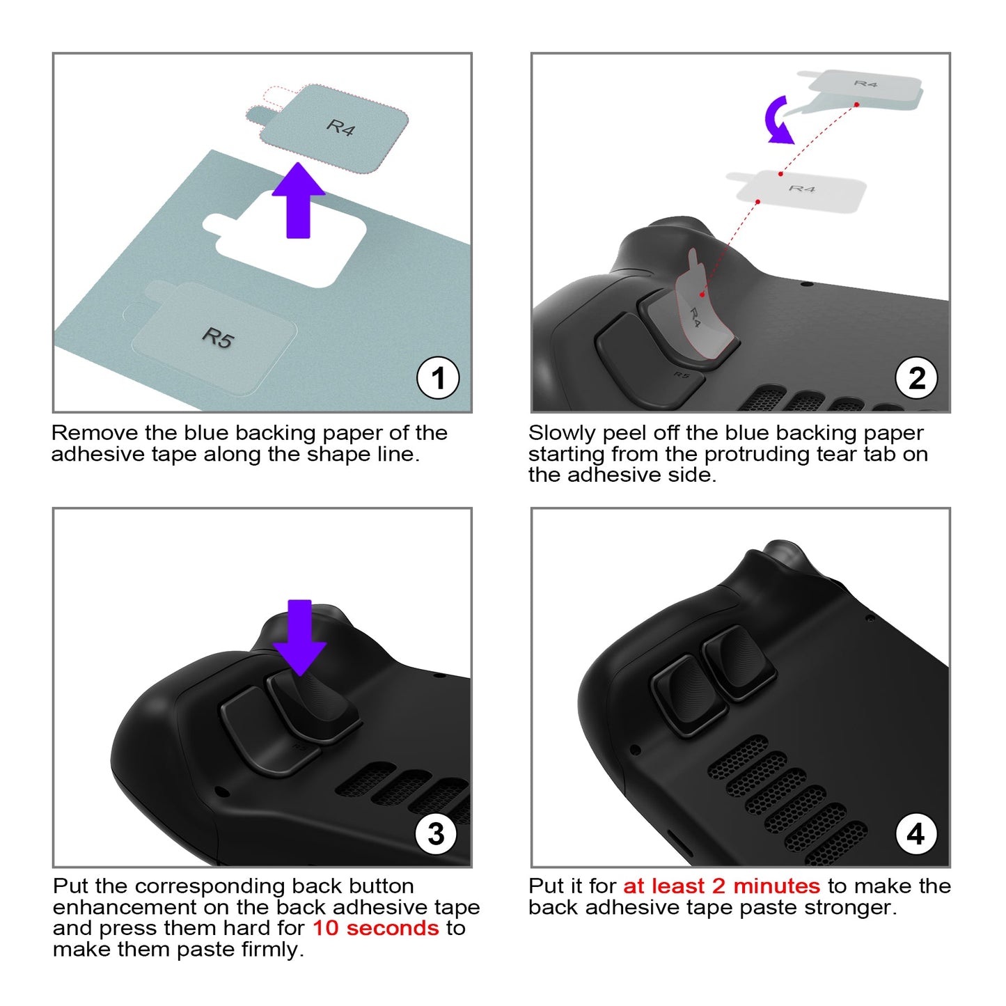 PlayVital Ergonomic Grip Back Button Enhancement Kit for Steam Deck LCD, Anti-Slip Silicone Trigger Grips for Steam Deck OLED – Black PlayVital