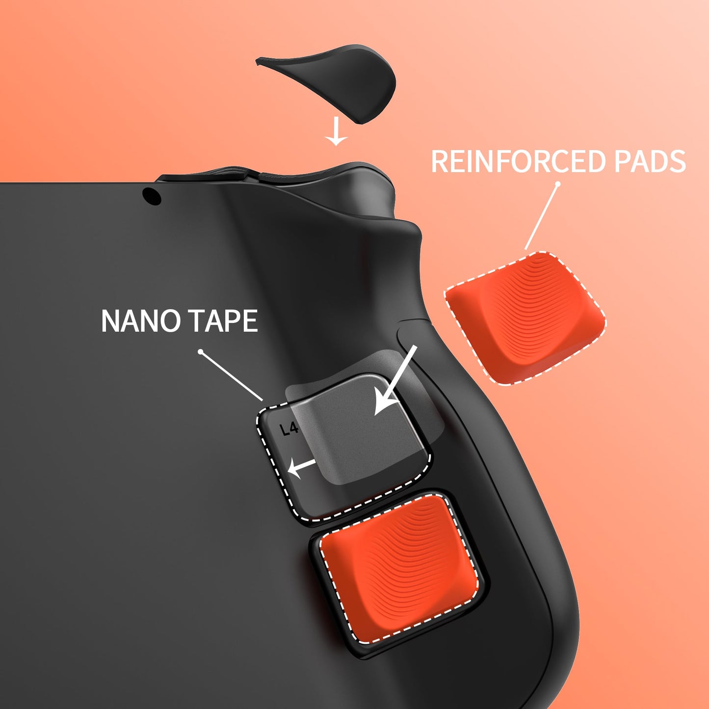 PlayVital Ergonomic Grip Back Button Enhancement Kit for Steam Deck LCD, Anti-Slip Silicone Trigger Grips for Steam Deck OLED – Orange PlayVital