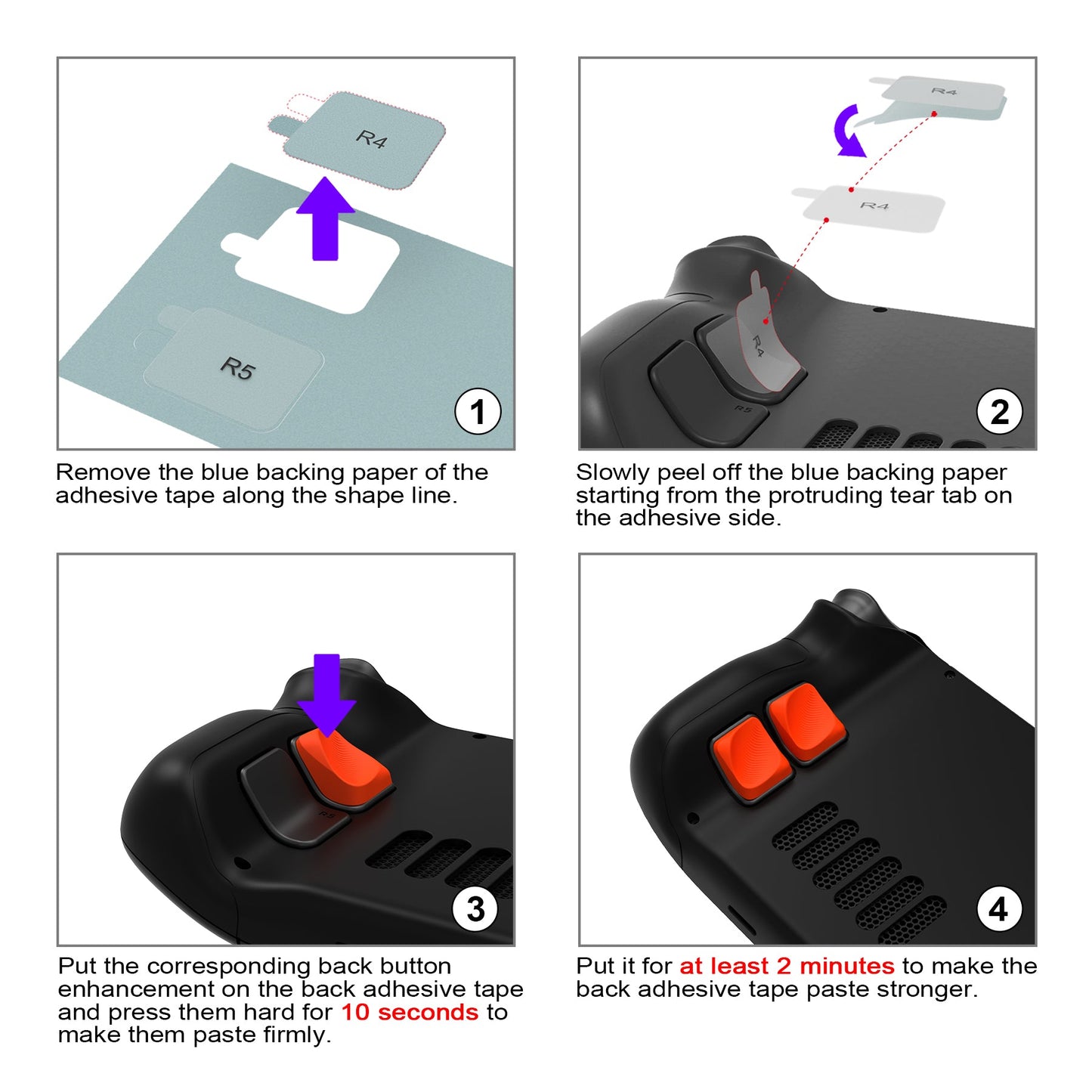 PlayVital Ergonomic Grip Back Button Enhancement Kit for Steam Deck LCD, Anti-Slip Silicone Trigger Grips for Steam Deck OLED – Orange PlayVital