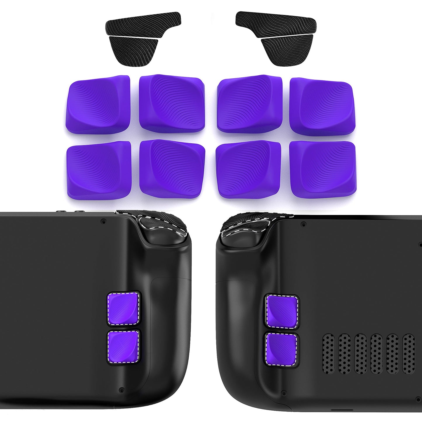 PlayVital Ergonomic Grip Back Button Enhancement Kit for Steam Deck LCD, Anti-Slip Silicone Trigger Grips for Steam Deck OLED – Purple PlayVital