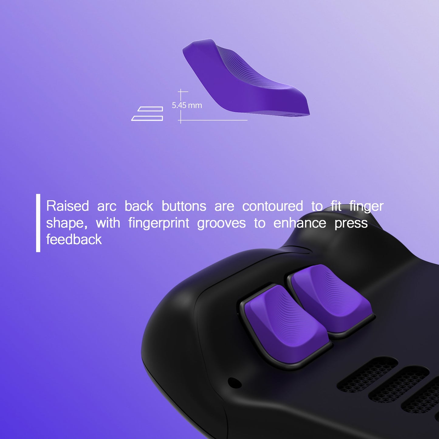 PlayVital Ergonomic Grip Back Button Enhancement Kit for Steam Deck LCD, Anti-Slip Silicone Trigger Grips for Steam Deck OLED – Purple PlayVital