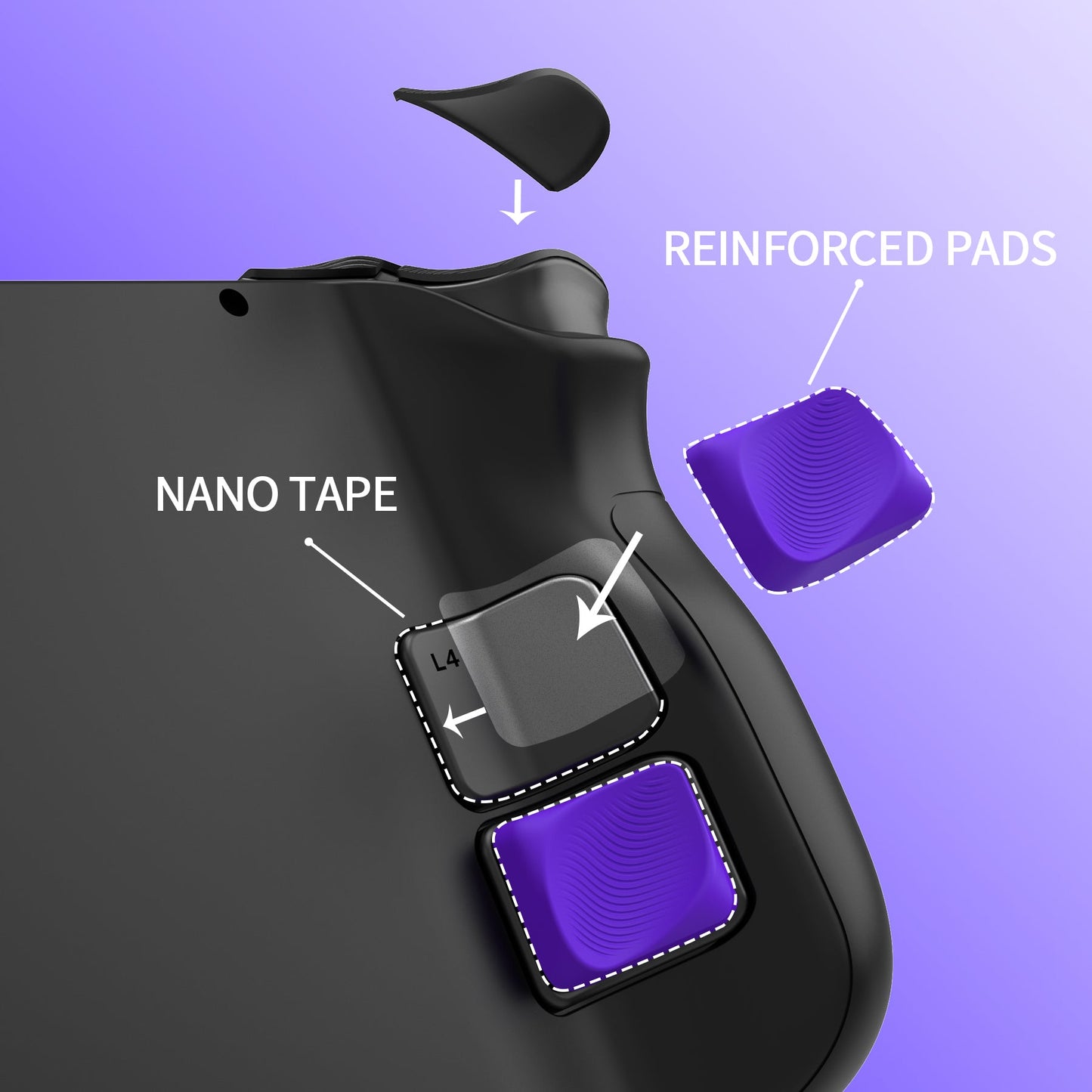 PlayVital Ergonomic Grip Back Button Enhancement Kit for Steam Deck LCD, Anti-Slip Silicone Trigger Grips for Steam Deck OLED – Purple PlayVital