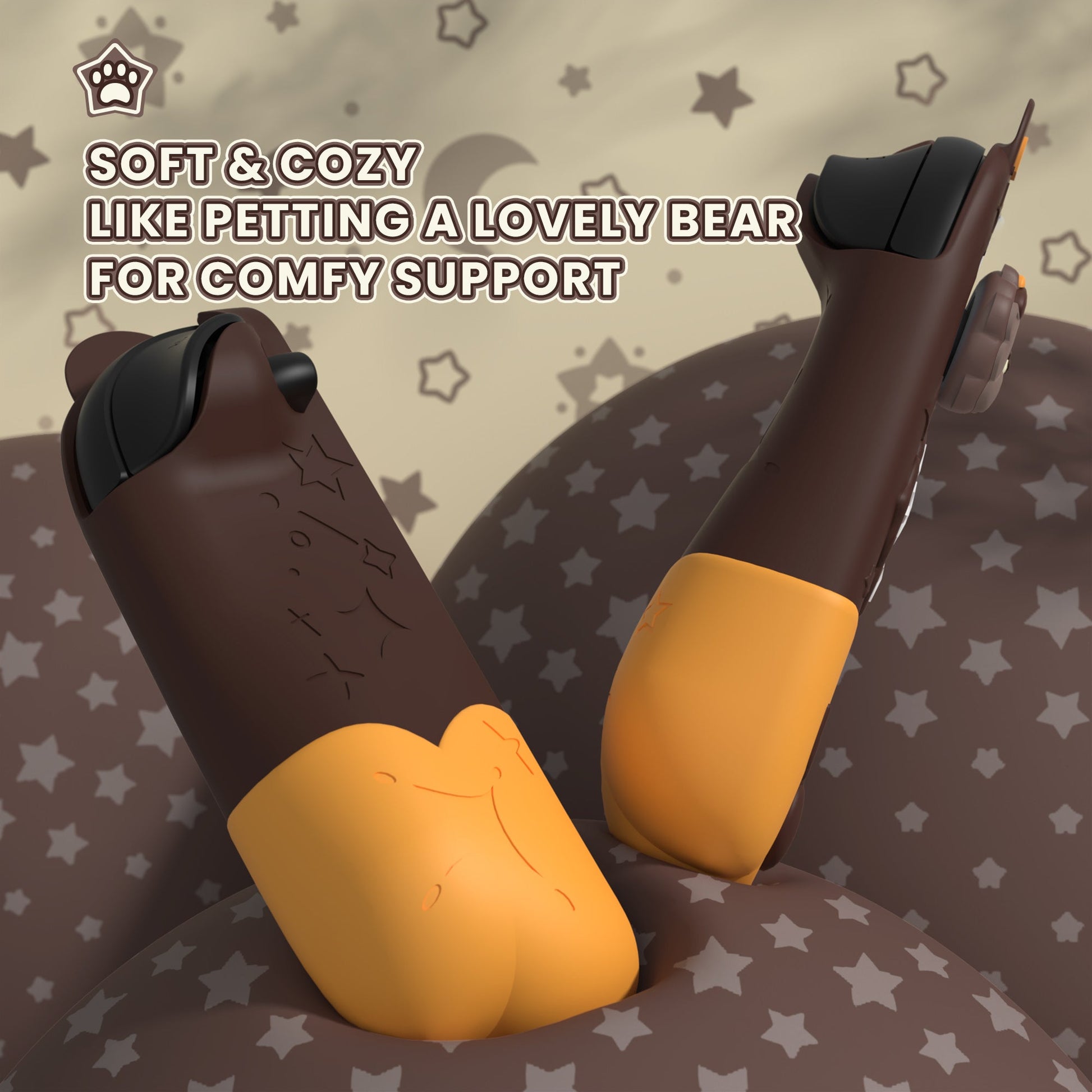 PlayVital Good Night Bear Protective Cover for Nintendo Switch 2 (2025), Separable Soft Silicone Joycon Grip & Hard Back Cover with Thumbstick Caps for Nintendo Switch 2 - Brown PlayVital