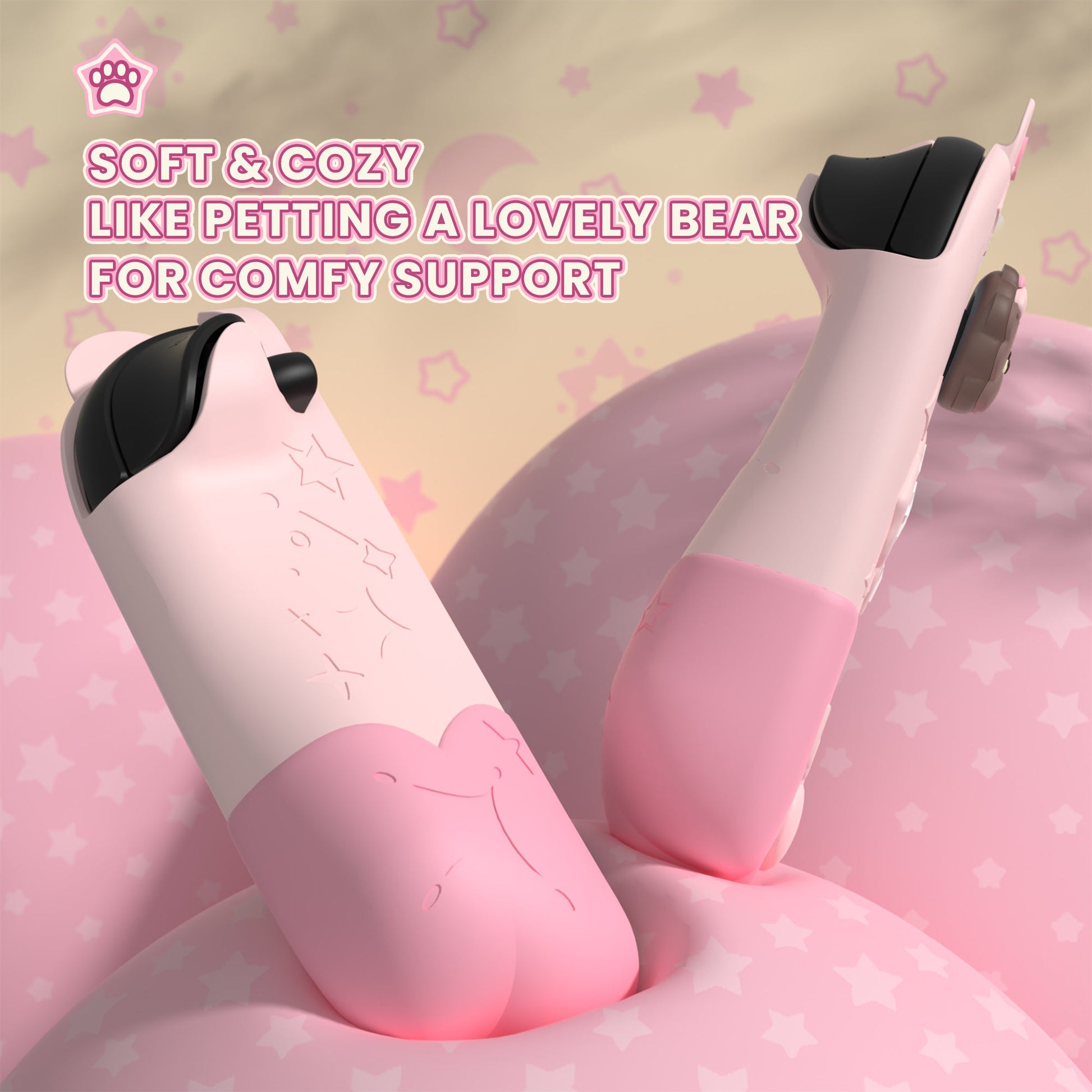 PlayVital Good Night Bear Protective Cover for Nintendo Switch 2 (2025), Separable Soft Silicone Joycon Grip & Hard Back Cover with Thumbstick Caps for Nintendo Switch 2 - Pink PlayVital