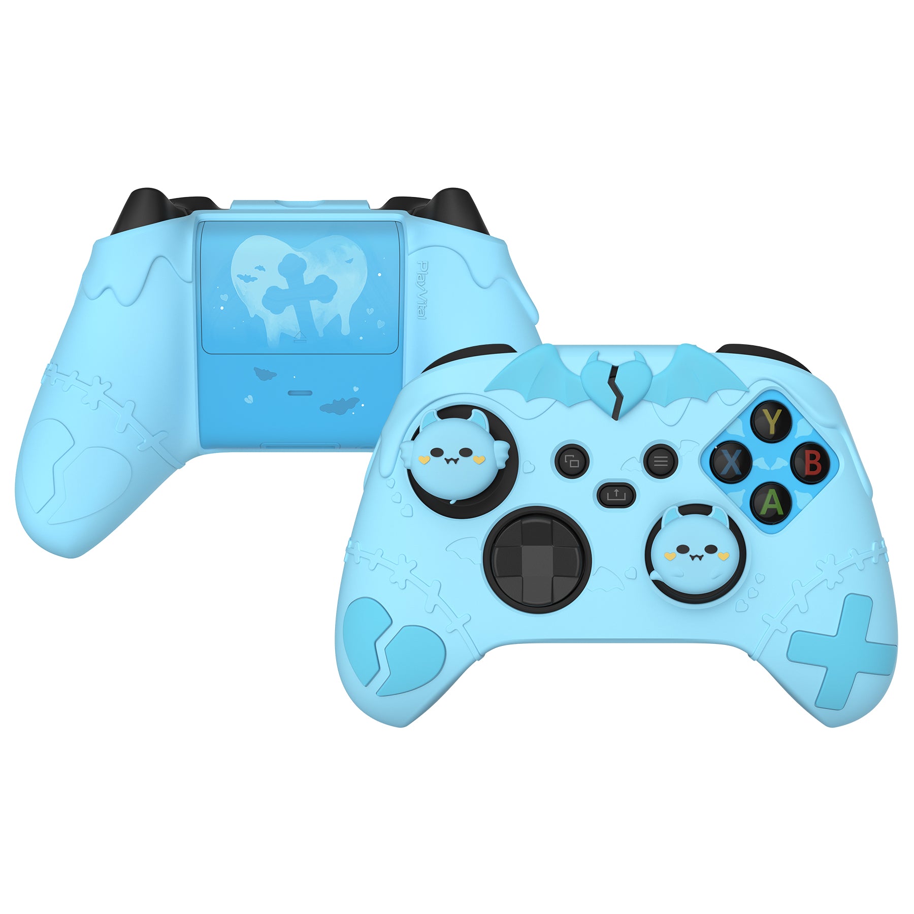 PlayVital Gothic Imp Series Cute Silicone Skin for Xbox Series X/S Controller & Xbox Core Wireless Controller - Aqua Blue PlayVital