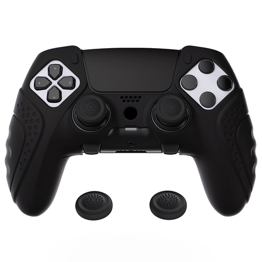 PlayVital Guardian Edition Anti-Slip Ergonomic Silicone Cover Case with Thumb Grip Caps for PS5 Edge Controller - Black - EHPFP001 PlayVital