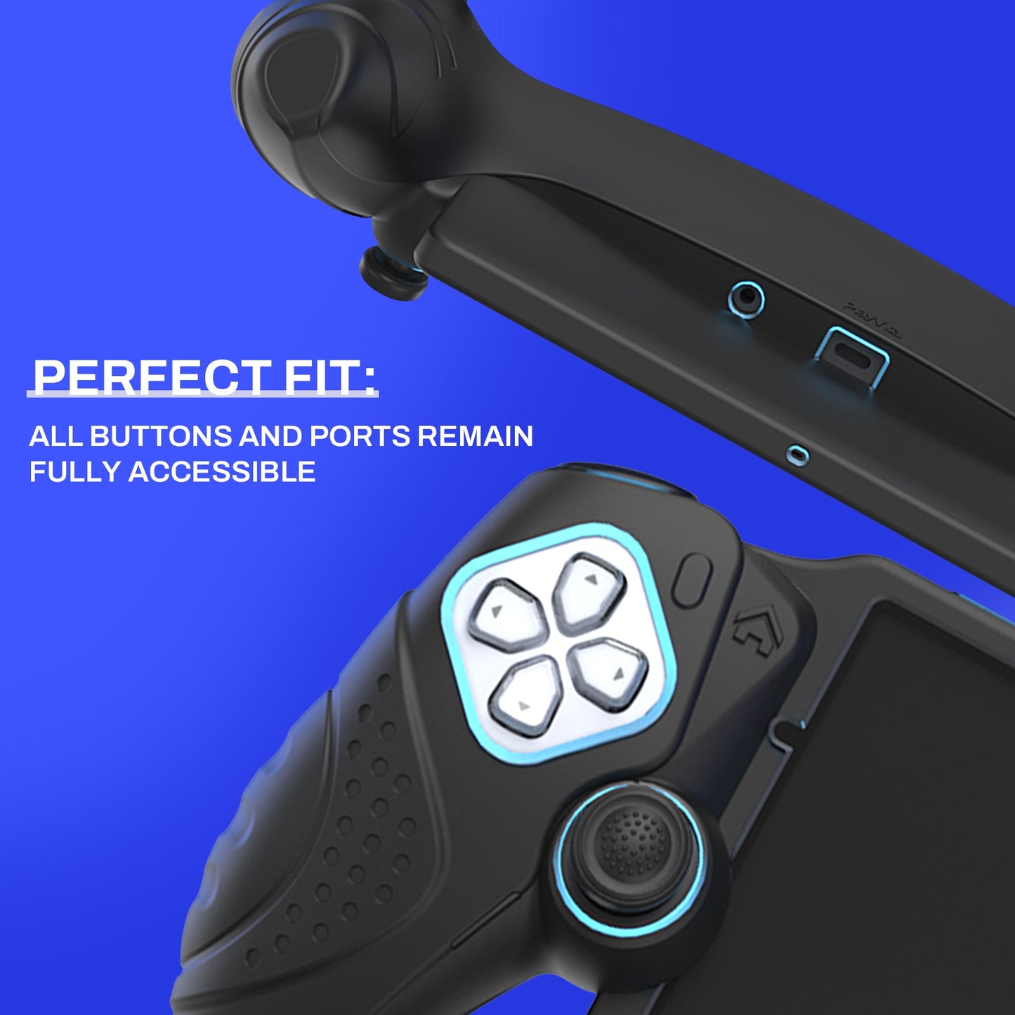 PlayVital Guardian Edition Silicone Protective Case with Thumb Grips for PS Portal Remote Player, Shockproof, Anti-Slip Grip Design for PS Portal Cover - Black PlayVital