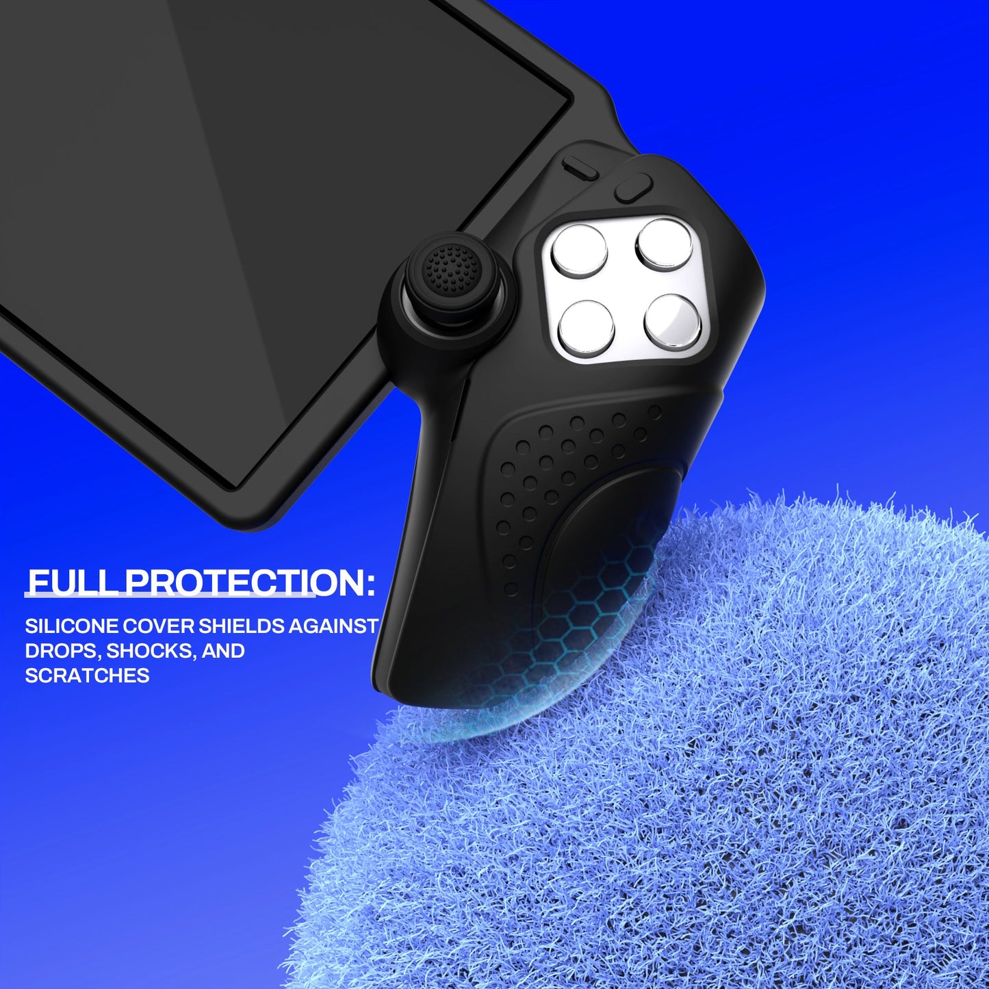 PlayVital Guardian Edition Silicone Protective Case with Thumb Grips for PS Portal Remote Player, Shockproof, Anti-Slip Grip Design for PS Portal Cover - Black PlayVital