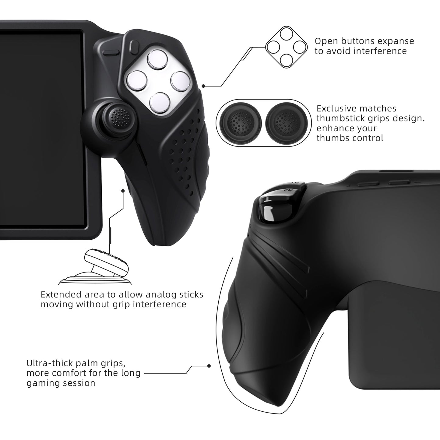 PlayVital Guardian Edition Silicone Protective Case with Thumb Grips for PS Portal Remote Player, Shockproof, Anti-Slip Grip Design for PS Portal Cover - Black PlayVital