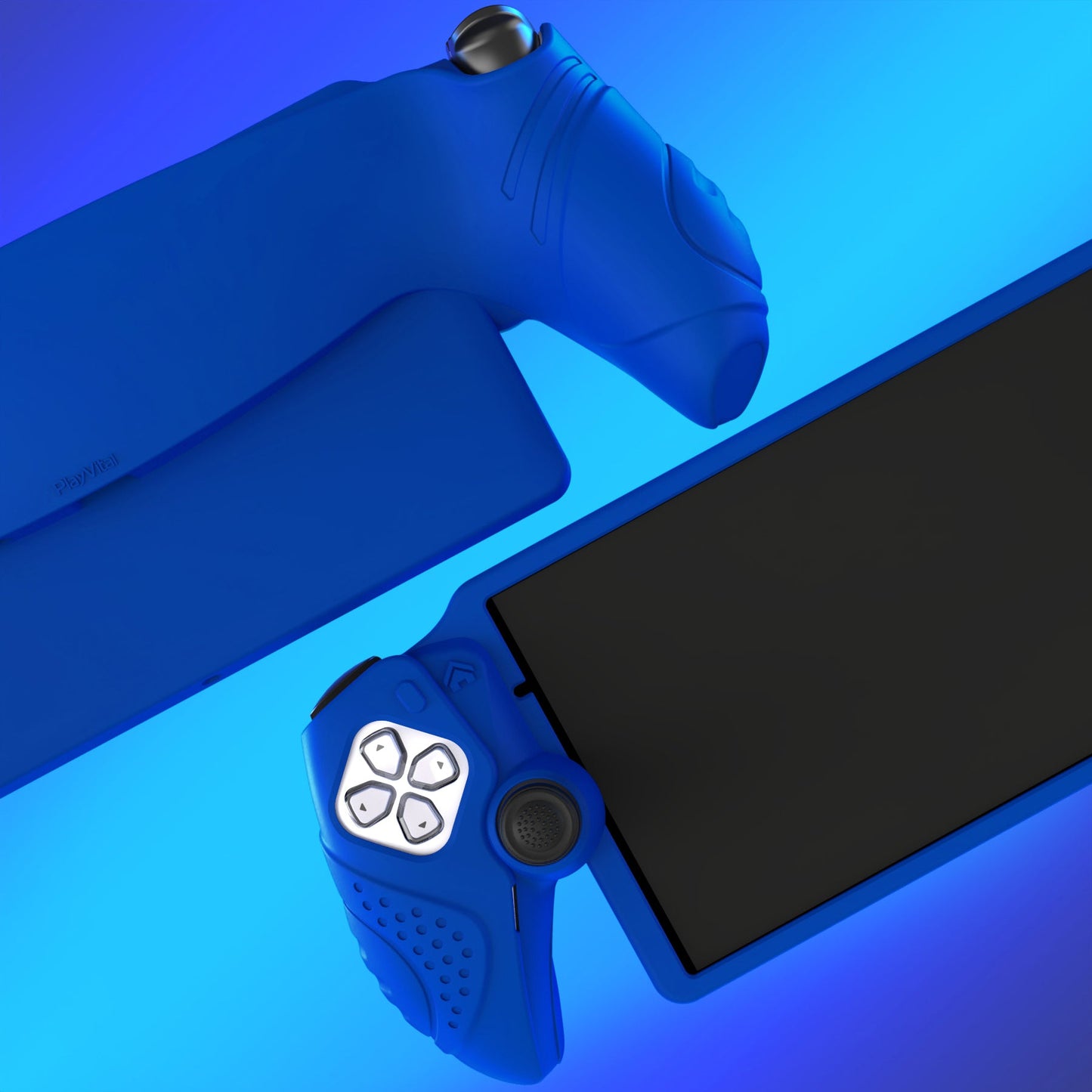 PlayVital Guardian Edition Silicone Protective Case with Thumb Grips for PS Portal Remote Player, Shockproof, Anti-Slip Grip Design for PS Portal Cover - Blue PlayVital