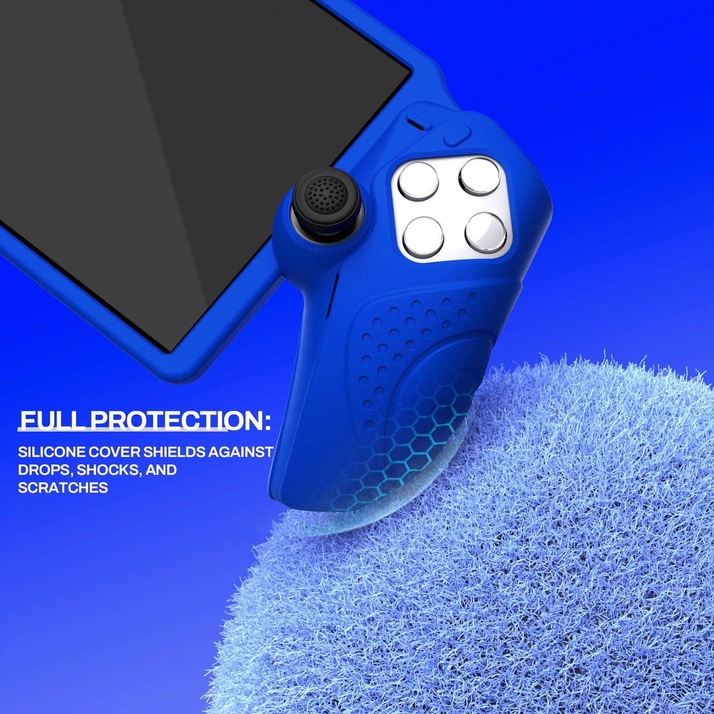 PlayVital Guardian Edition Silicone Protective Case with Thumb Grips for PS Portal Remote Player, Shockproof, Anti-Slip Grip Design for PS Portal Cover - Blue PlayVital