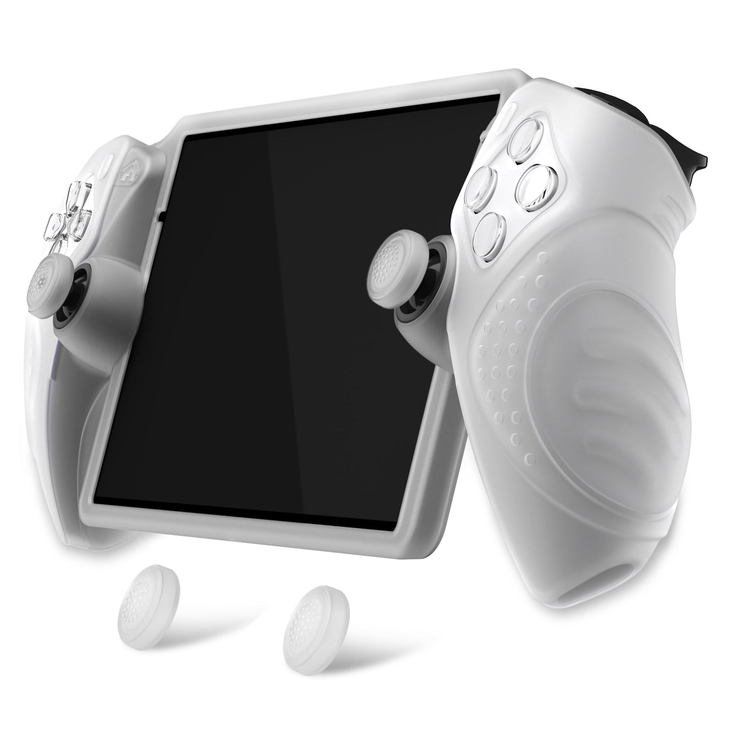 PlayVital Guardian Edition Silicone Protective Case with Thumb Grips for PS Portal Remote Player, Shockproof, Anti-Slip Grip Design for PS Portal Cover - Clear White PlayVital