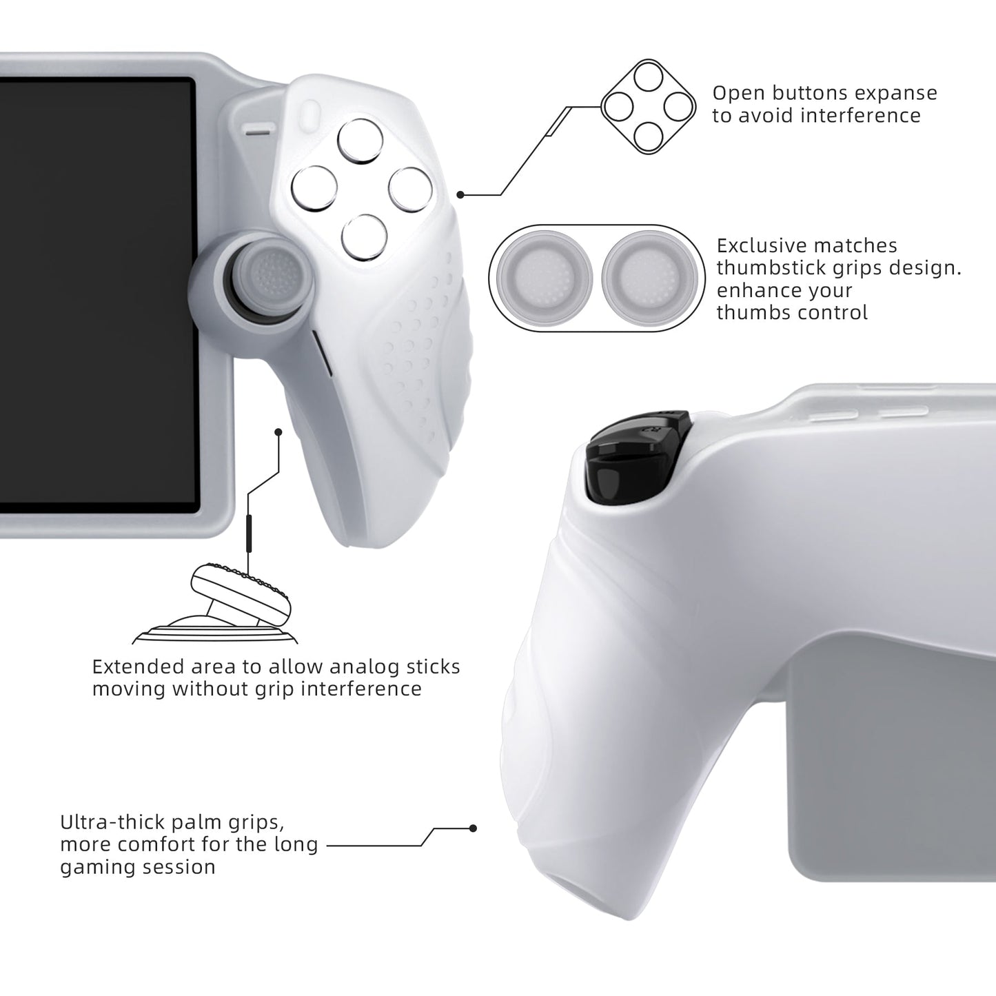 PlayVital Guardian Edition Silicone Protective Case with Thumb Grips for PS Portal Remote Player, Shockproof, Anti-Slip Grip Design for PS Portal Cover - Clear White PlayVital