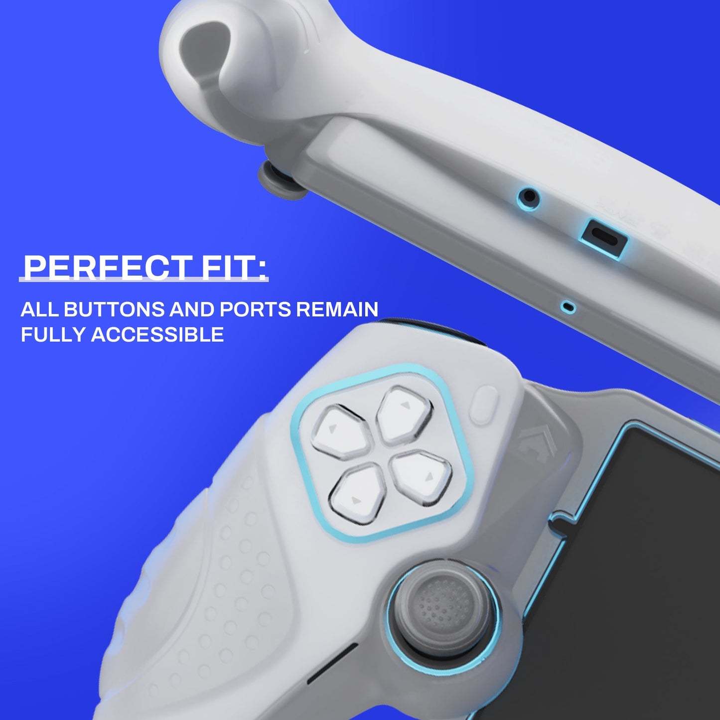 PlayVital Guardian Edition Silicone Protective Case with Thumb Grips for PS Portal Remote Player, Shockproof, Anti-Slip Grip Design for PS Portal Cover - Clear White PlayVital