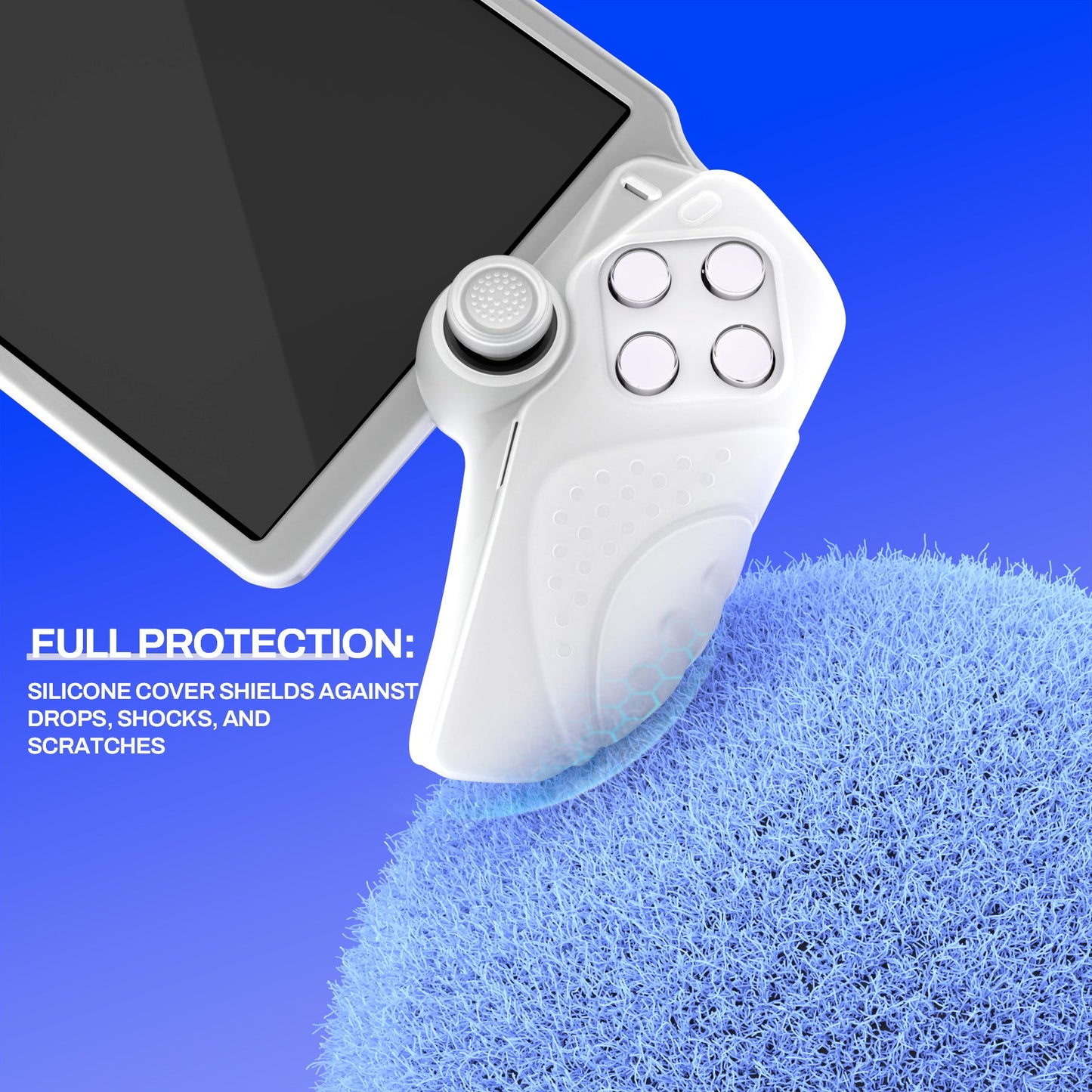 PlayVital Guardian Edition Silicone Protective Case with Thumb Grips for PS Portal Remote Player, Shockproof, Anti-Slip Grip Design for PS Portal Cover - Clear White PlayVital