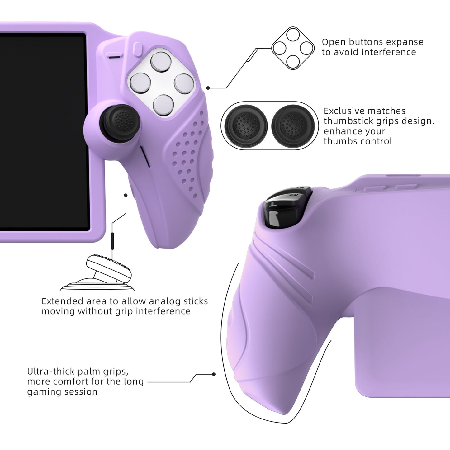 PlayVital Guardian Edition Silicone Protective Case with Thumb Grips for PS Portal Remote Player, Shockproof, Anti-Slip Grip Design for PS Portal Cover - Mauve Purple PlayVital