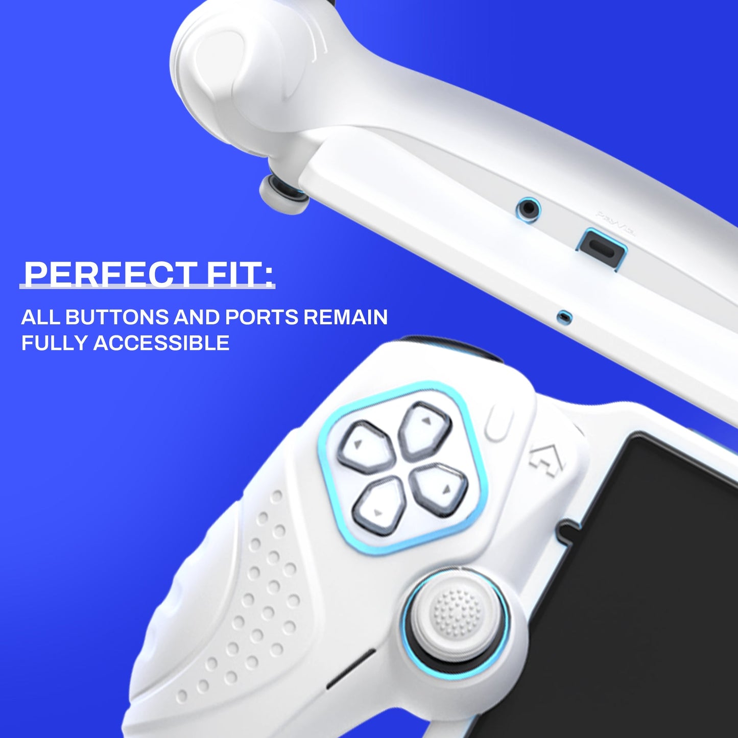 PlayVital Guardian Edition Silicone Protective Case with Thumb Grips for PS Portal Remote Player, Shockproof, Anti-Slip Grip Design for PS Portal Cover - White PlayVital