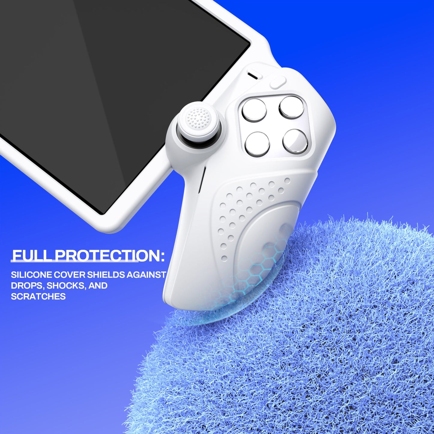 PlayVital Guardian Edition Silicone Protective Case with Thumb Grips for PS Portal Remote Player, Shockproof, Anti-Slip Grip Design for PS Portal Cover - White PlayVital