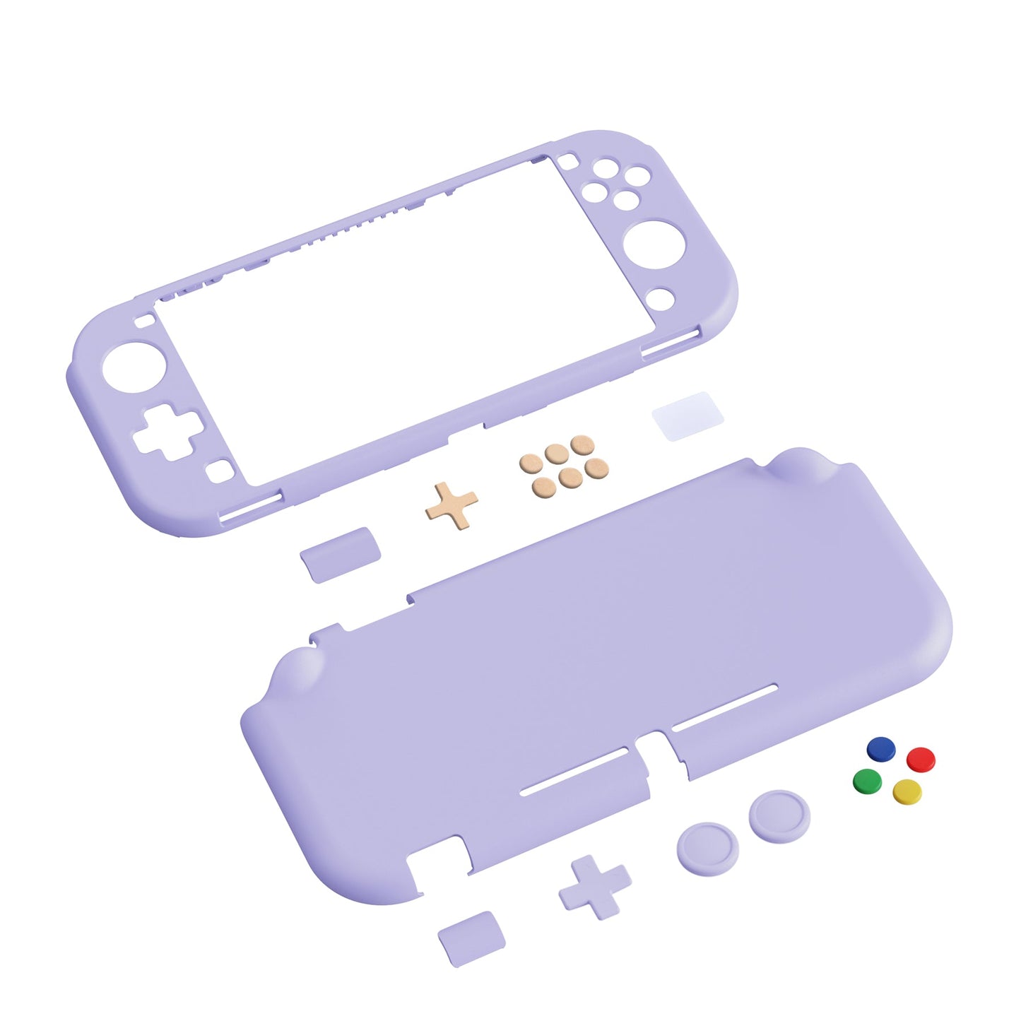 PlayVital Hard Shell Protective Case with Screen Protector & Thumb Grip Caps & Button Caps for Nintendo Switch Lite - Light Violet PlayVital