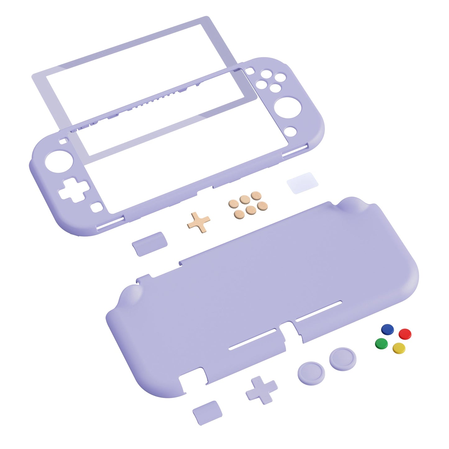 PlayVital Hard Shell Protective Case with Screen Protector & Thumb Grip Caps & Button Caps for Nintendo Switch Lite - Light Violet PlayVital