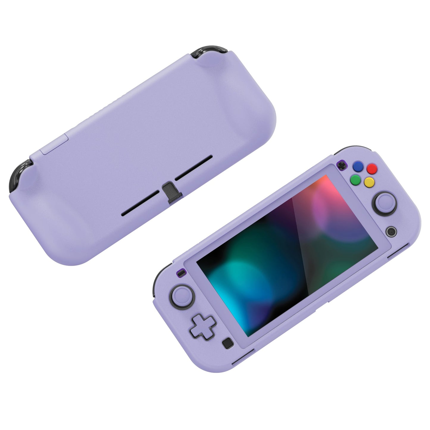 PlayVital Hard Shell Protective Case with Screen Protector & Thumb Grip Caps & Button Caps for Nintendo Switch Lite - Light Violet PlayVital