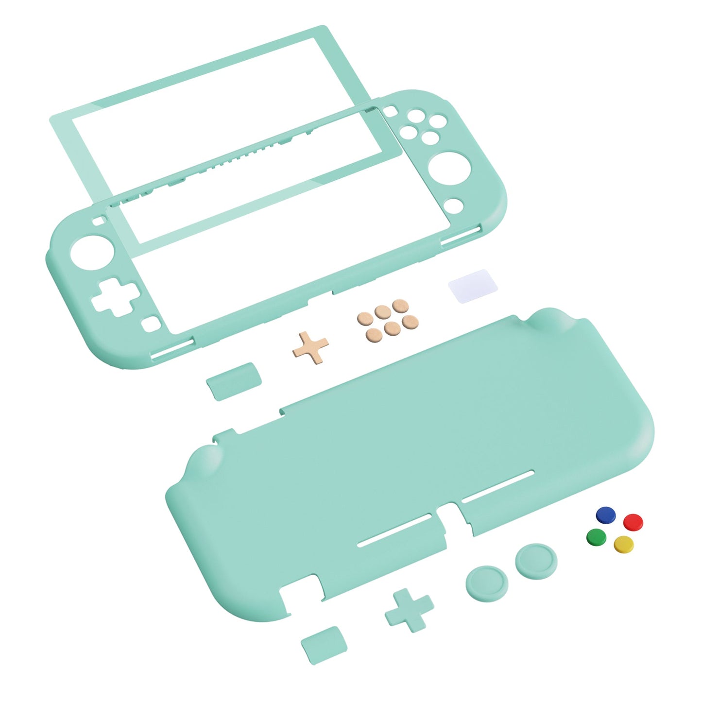 PlayVital Hard Shell Protective Case with Screen Protector & Thumb Grip Caps & Button Caps for Nintendo Switch Lite - Misty Green PlayVital