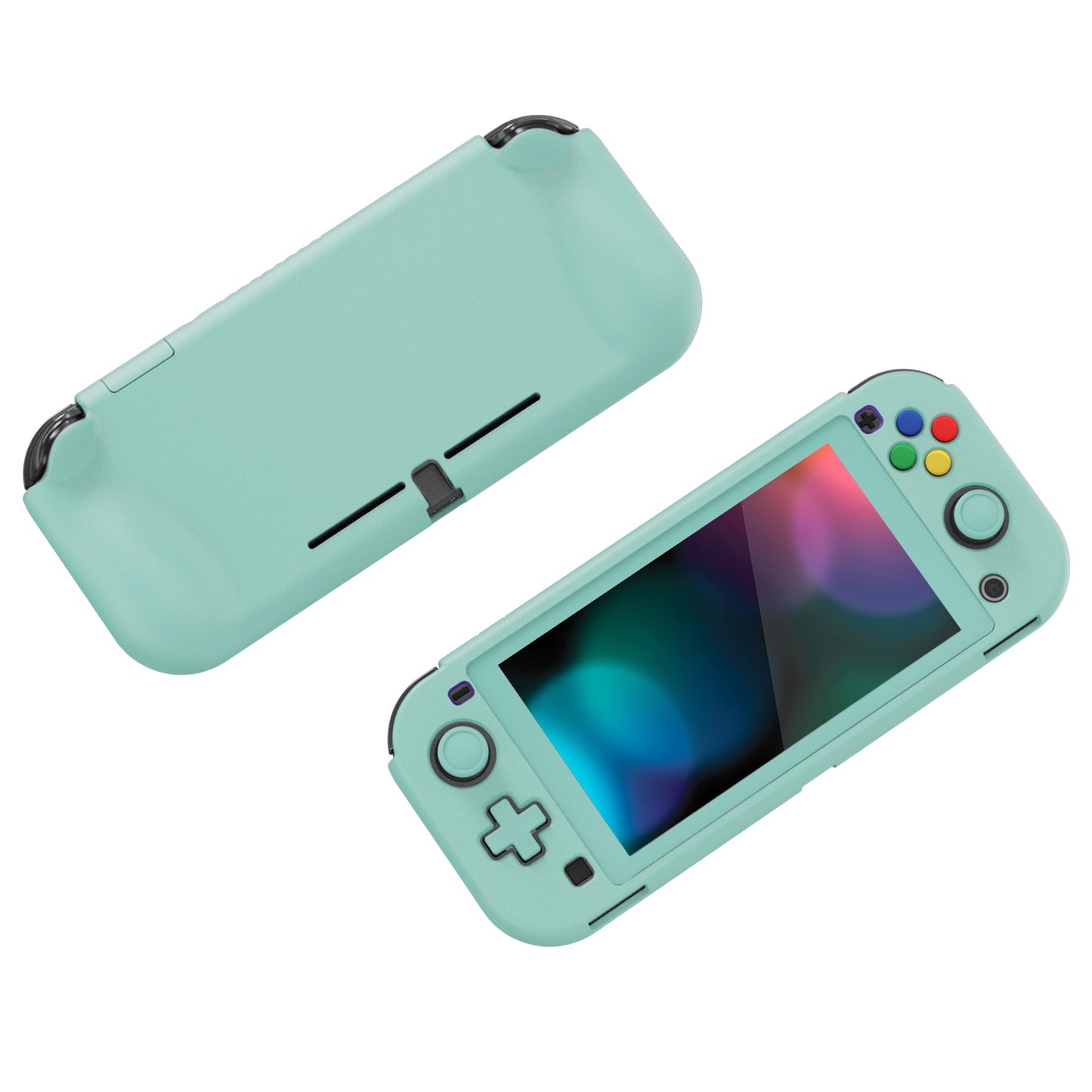 PlayVital Hard Shell Protective Case with Screen Protector & Thumb Grip Caps & Button Caps for Nintendo Switch Lite - Misty Green PlayVital
