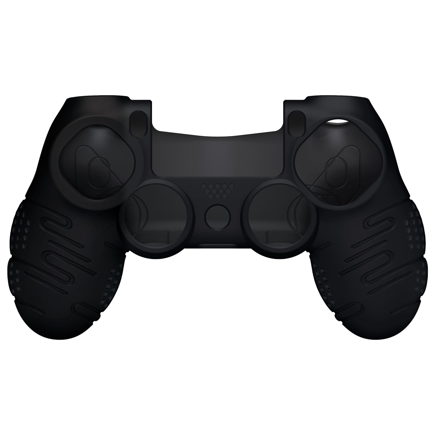 PlayVital Line & Dot Silicone Cover Skin with Thumb Grip Caps for PS4 Slim Pro Controller - Black