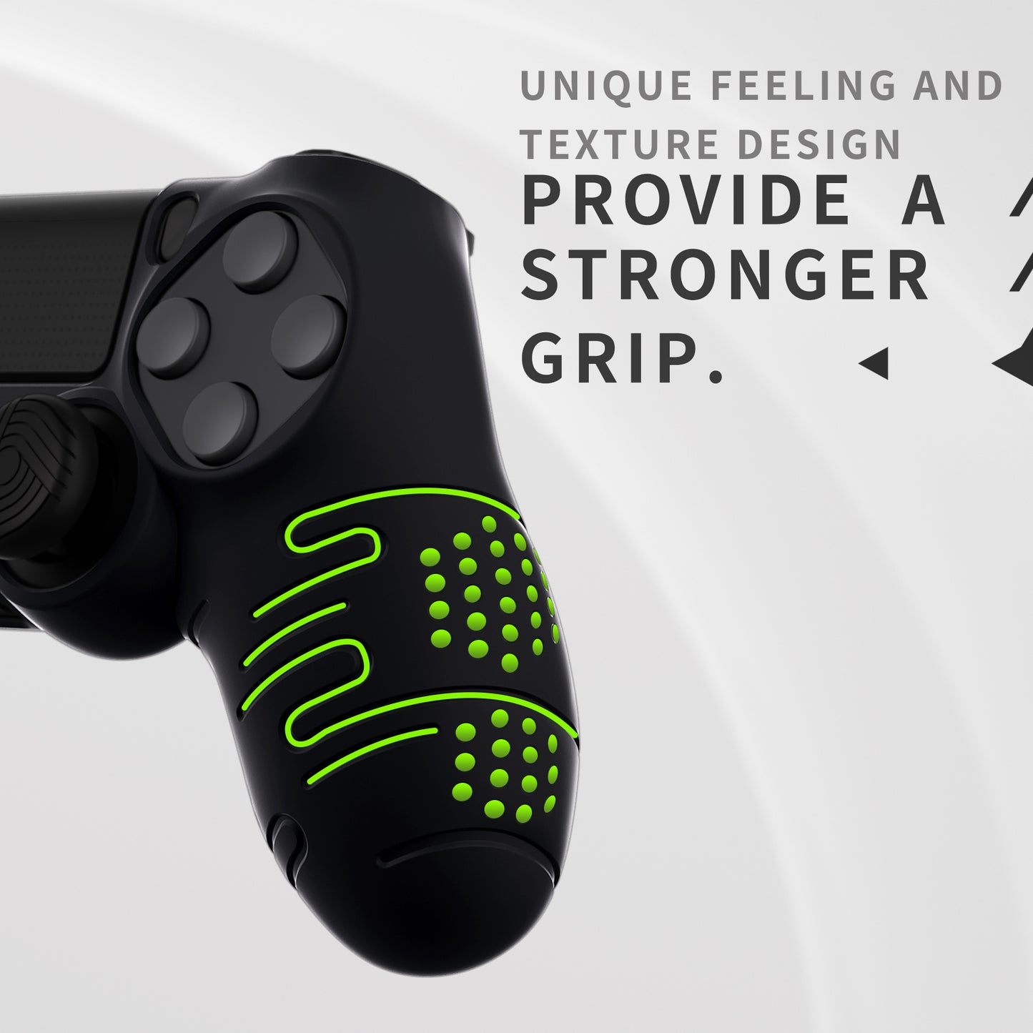 PlayVital Line & Dot Silicone Cover Skin with Thumb Grip Caps for PS4 Slim Pro Controller - Black