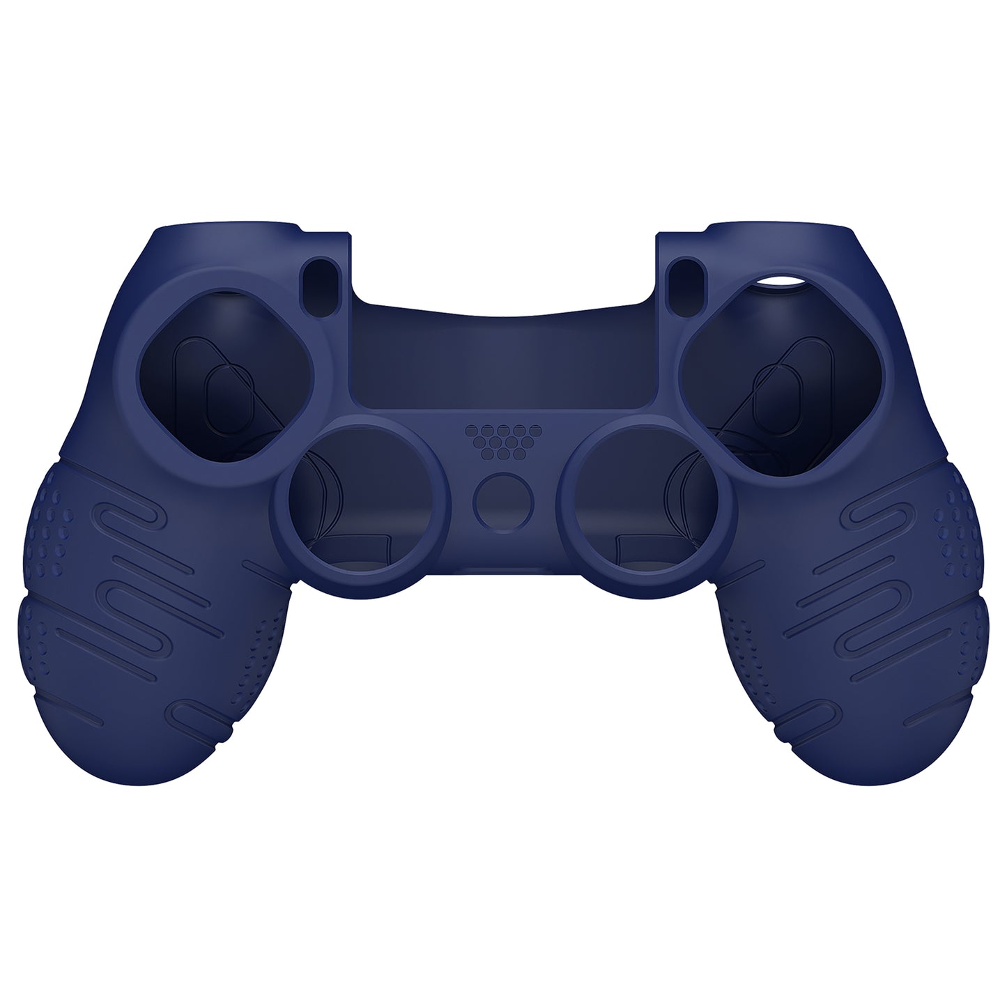 PlayVital Line & Dot Silicone Cover Skin with Thumb Grip Caps for PS4 Slim Pro Controller - Midnight Blue
