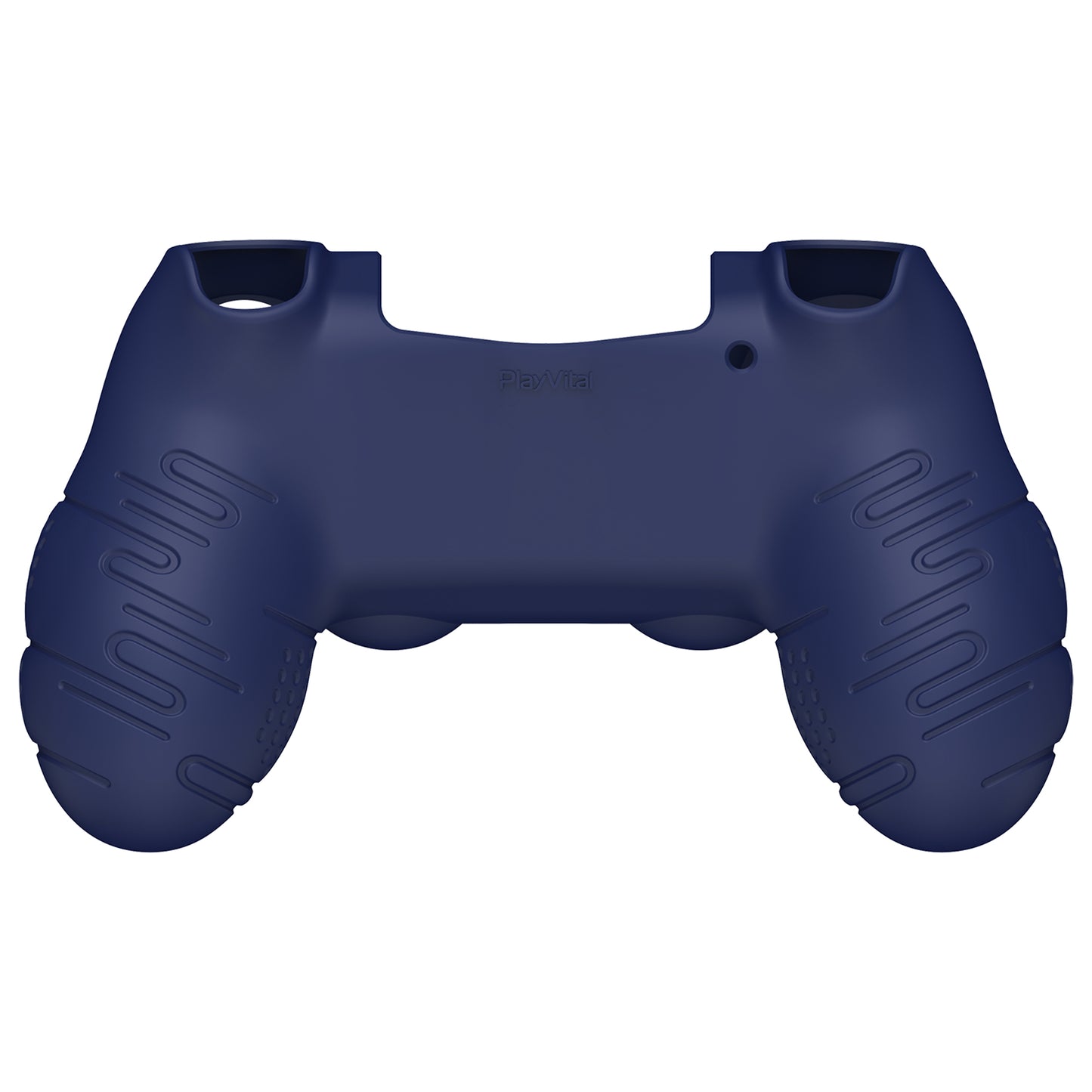 PlayVital Line & Dot Silicone Cover Skin with Thumb Grip Caps for PS4 Slim Pro Controller - Midnight Blue