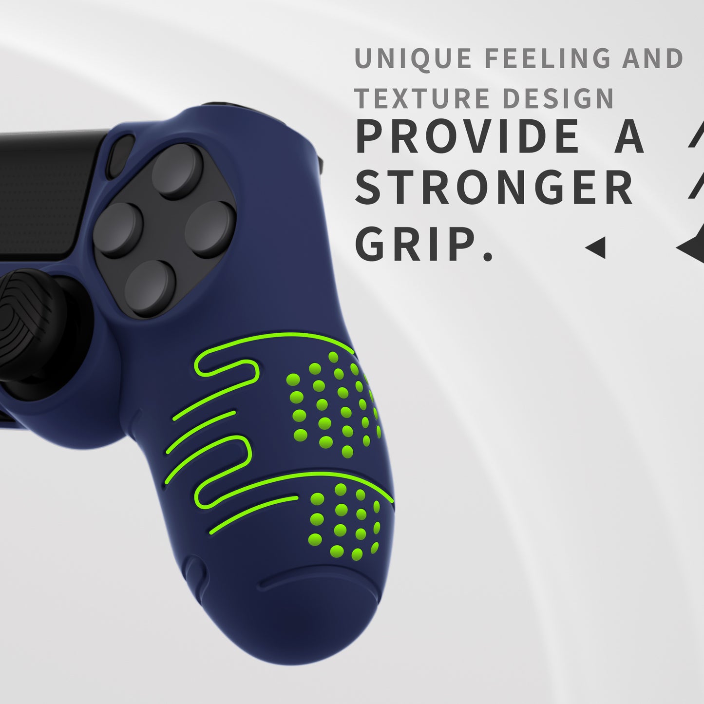 PlayVital Line & Dot Silicone Cover Skin with Thumb Grip Caps for PS4 Slim Pro Controller - Midnight Blue